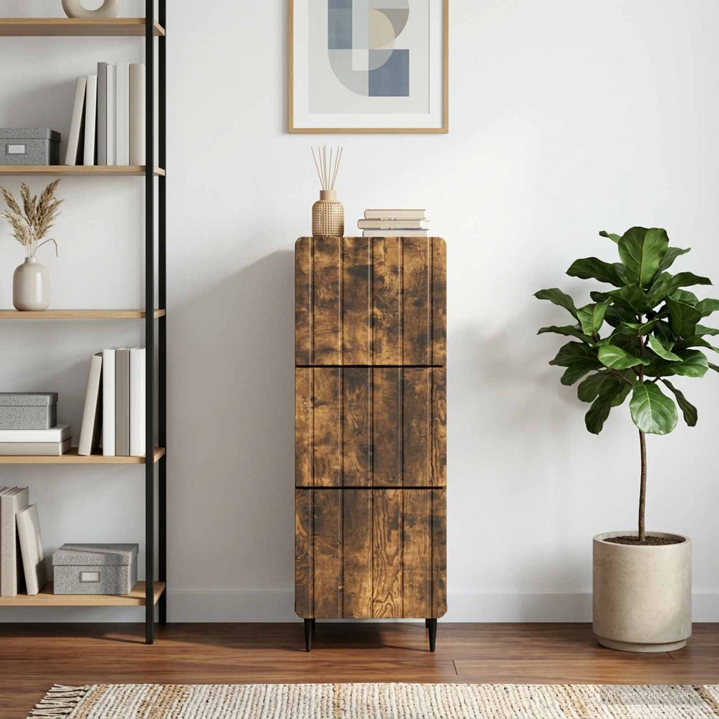 Schubladenschrank 33 x 34,5 x 92 cm Holzwerkstoff Räuchereiche
