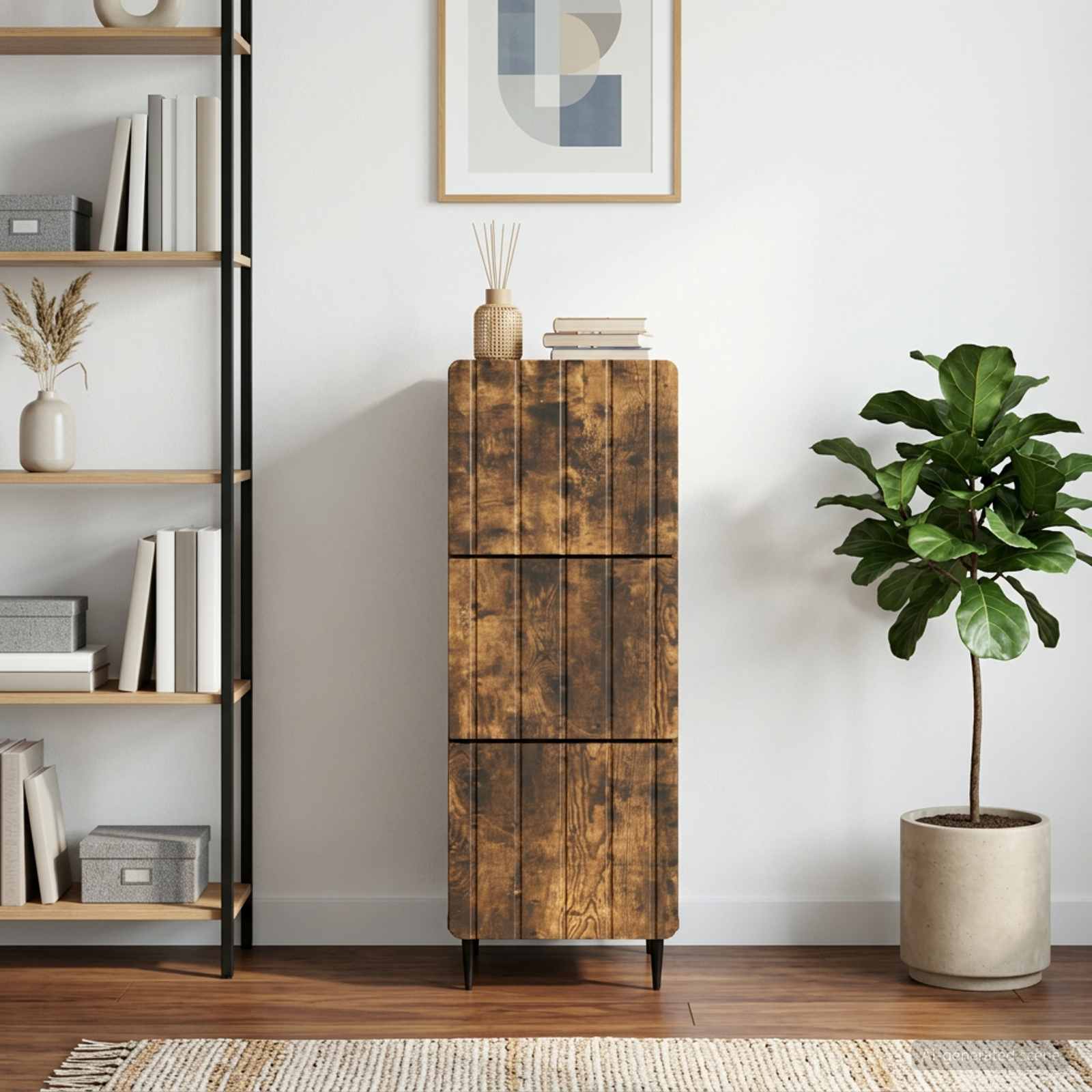 Schubladenschrank 33 x 34,5 x 92 cm Holzwerkstoff Räuchereiche