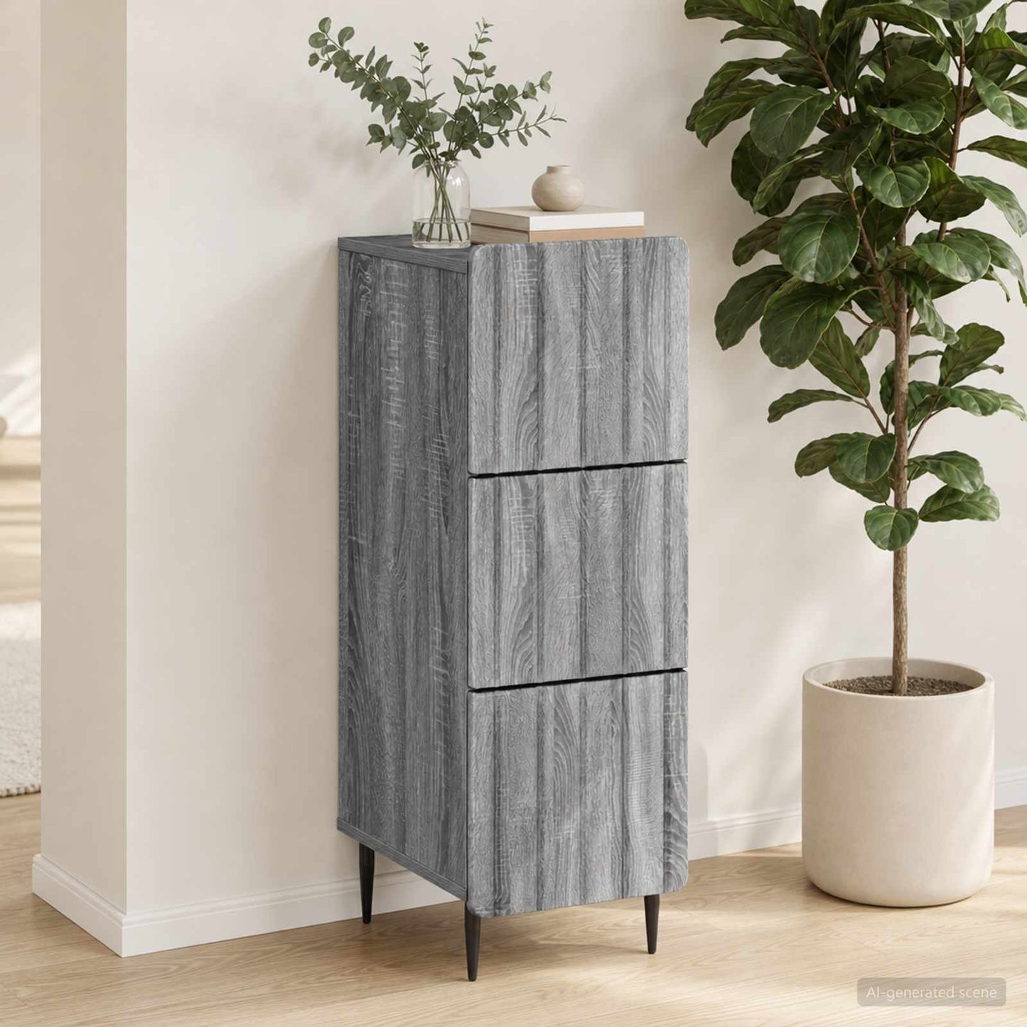 Schubladenschrank 33 x 34,5 x 92 cm Holzwerkstoff Sonoma-Grau