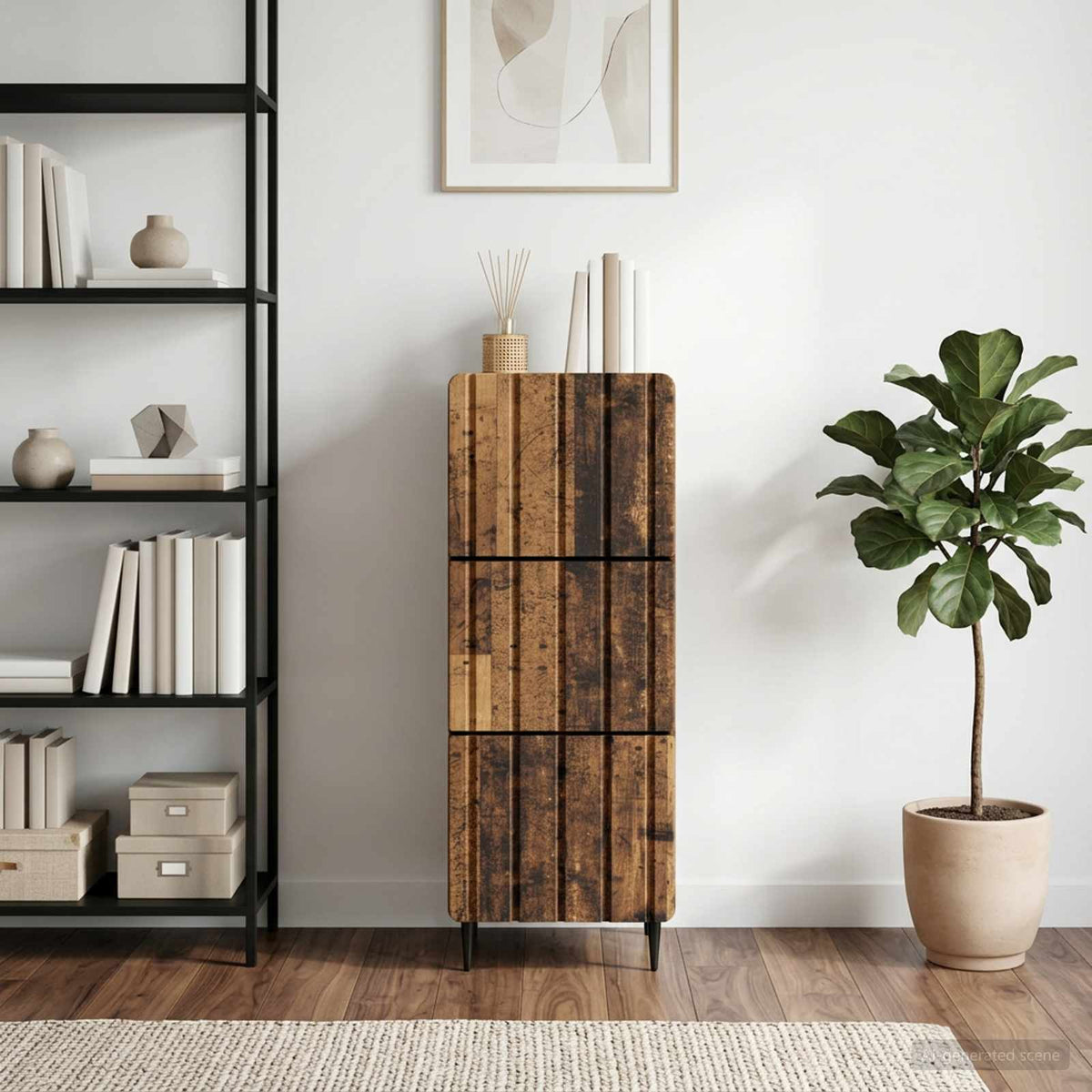 Schubladenschrank 33 x 34,5 x 92 cm Holzwerkstoff Altholz