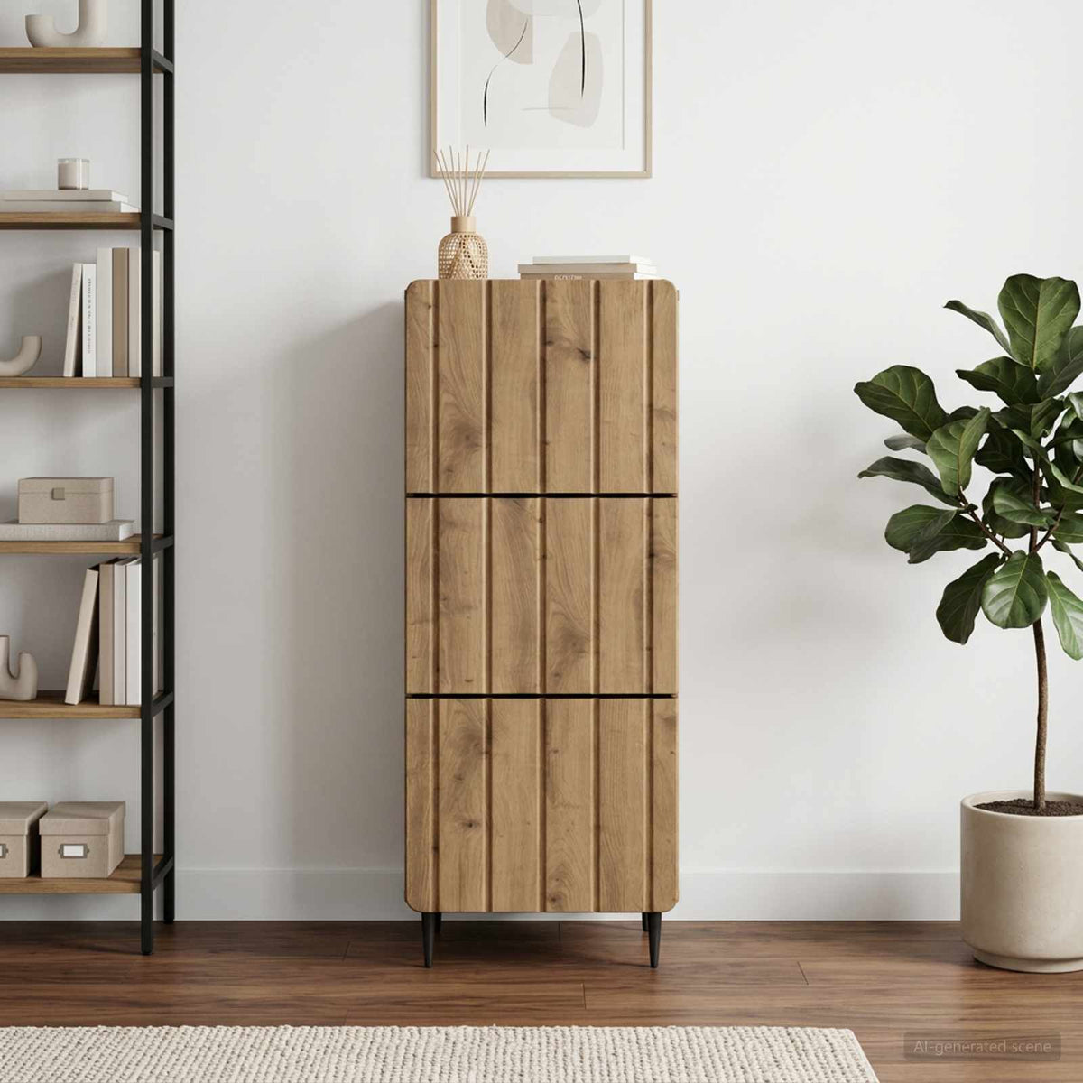 Schubladenschrank 33 x 34,5 x 92 cm Holzwerkstoff Artisan-Eiche