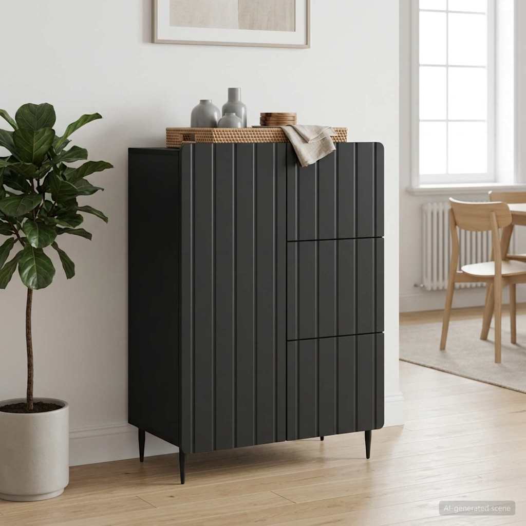 Sideboard Schwarz 66 x 34,5 x 91,5 cm Holzwerkstoff