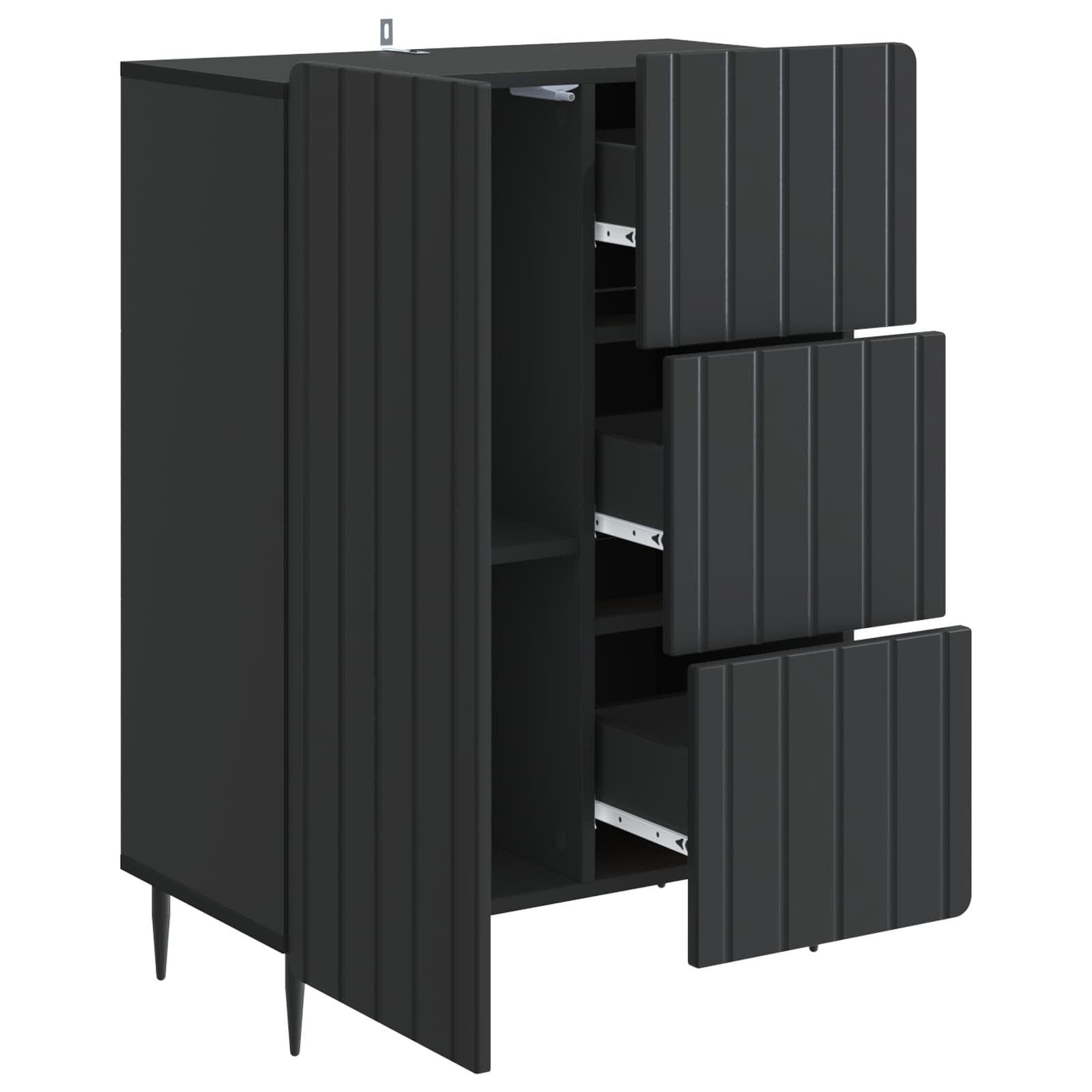 Sideboard Schwarz 66 x 34,5 x 91,5 cm Holzwerkstoff