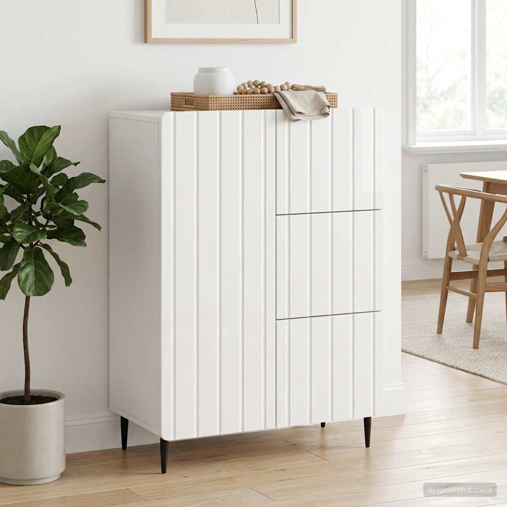 Sideboard Hochglanz Weiß 66 x 34,5 x 91,5 cm Holzwerkstoff