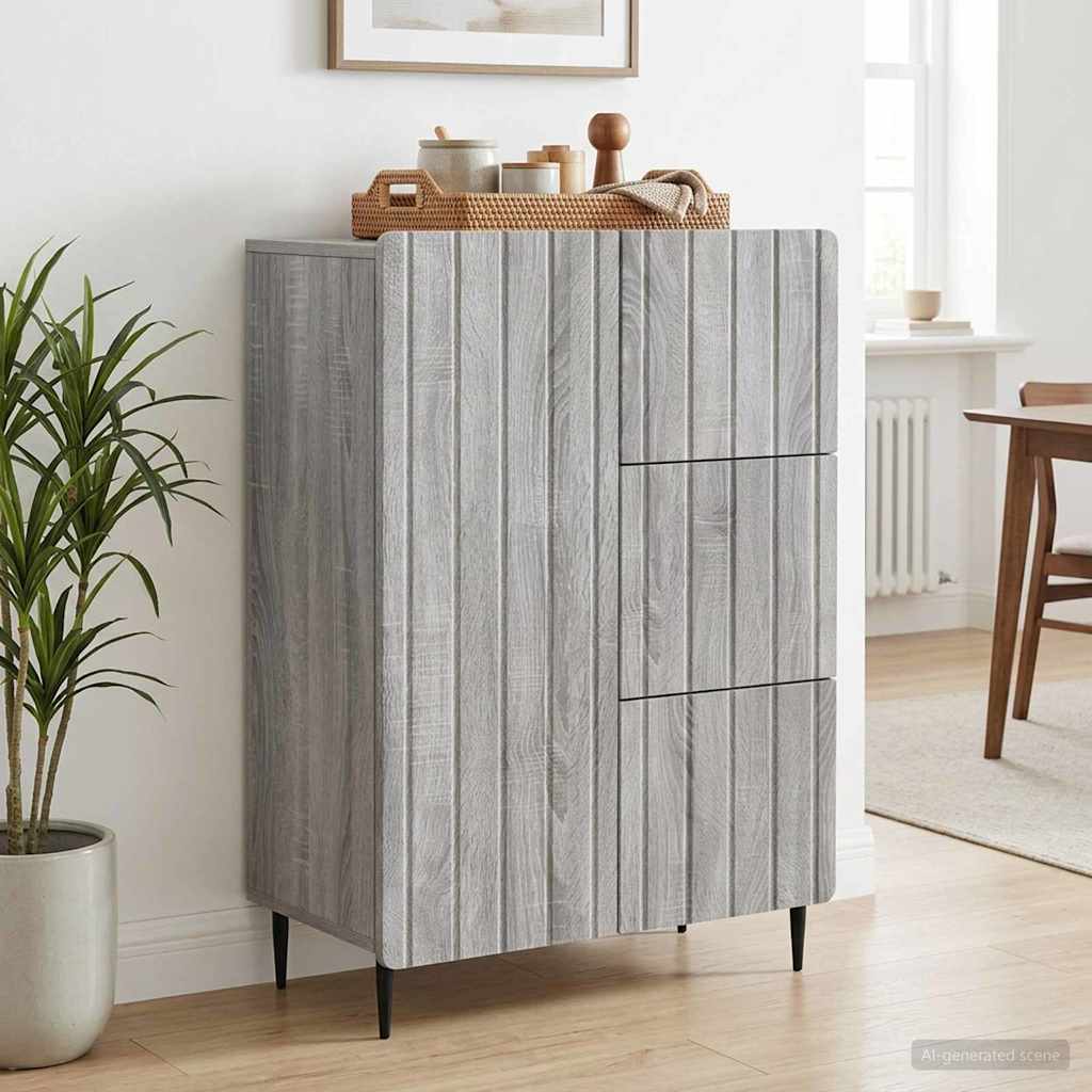 Sideboard Sonoma-Grau 66 x 34,5 x 91,5 cm Holzwerkstoff