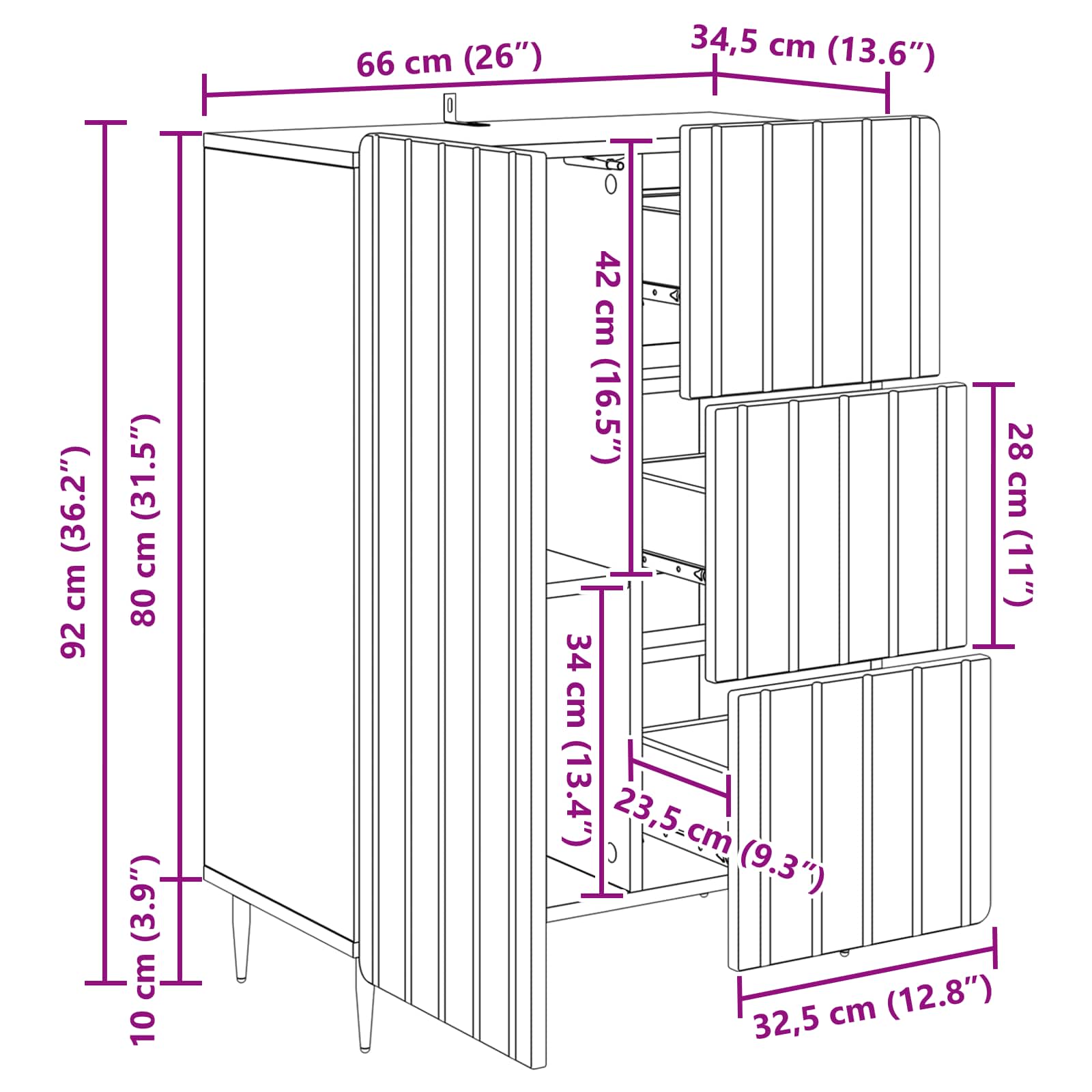 Sideboard Sonoma-Grau 66 x 34,5 x 91,5 cm Holzwerkstoff