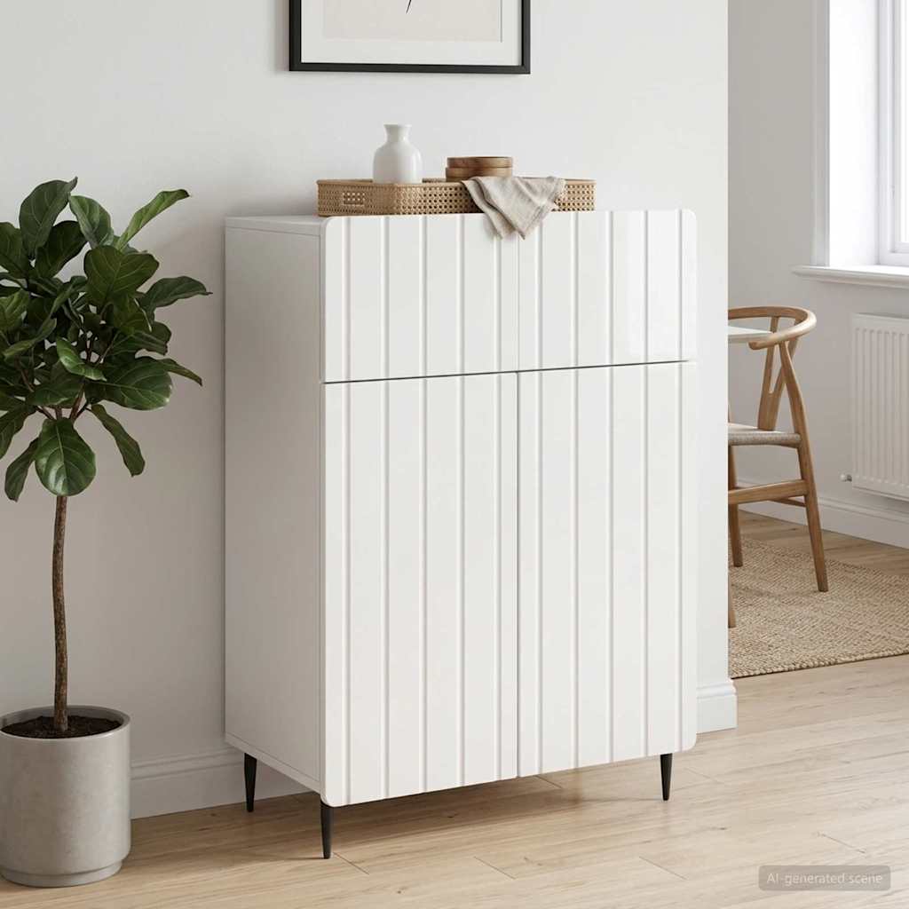 Sideboard Hochglanz Weiß 66 x 34,5 x 92 cm Holzwerkstoff