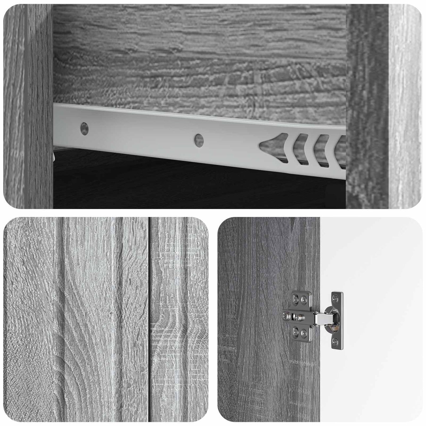 Sideboard Sonoma-Grau 66 x 34,5 x 92 cm Holzwerkstoff