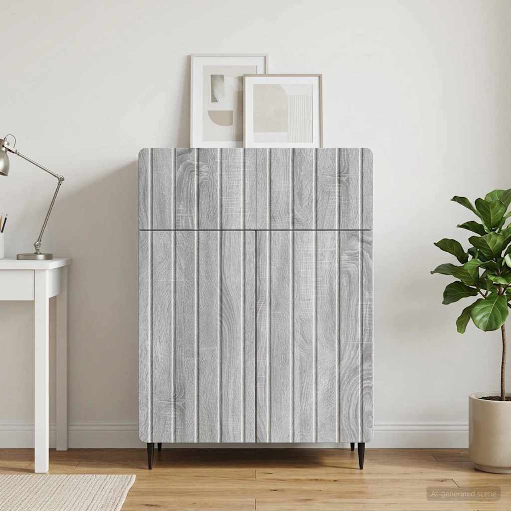Sideboard Sonoma-Grau 66 x 34,5 x 92 cm Holzwerkstoff