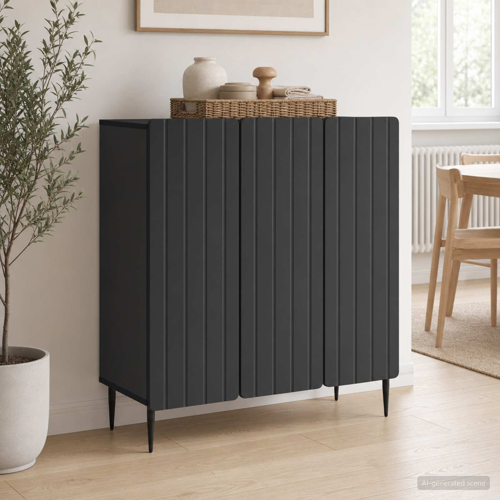 Sideboard Schwarz 89 x 34,5 x 82 cm Holzwerkstoff