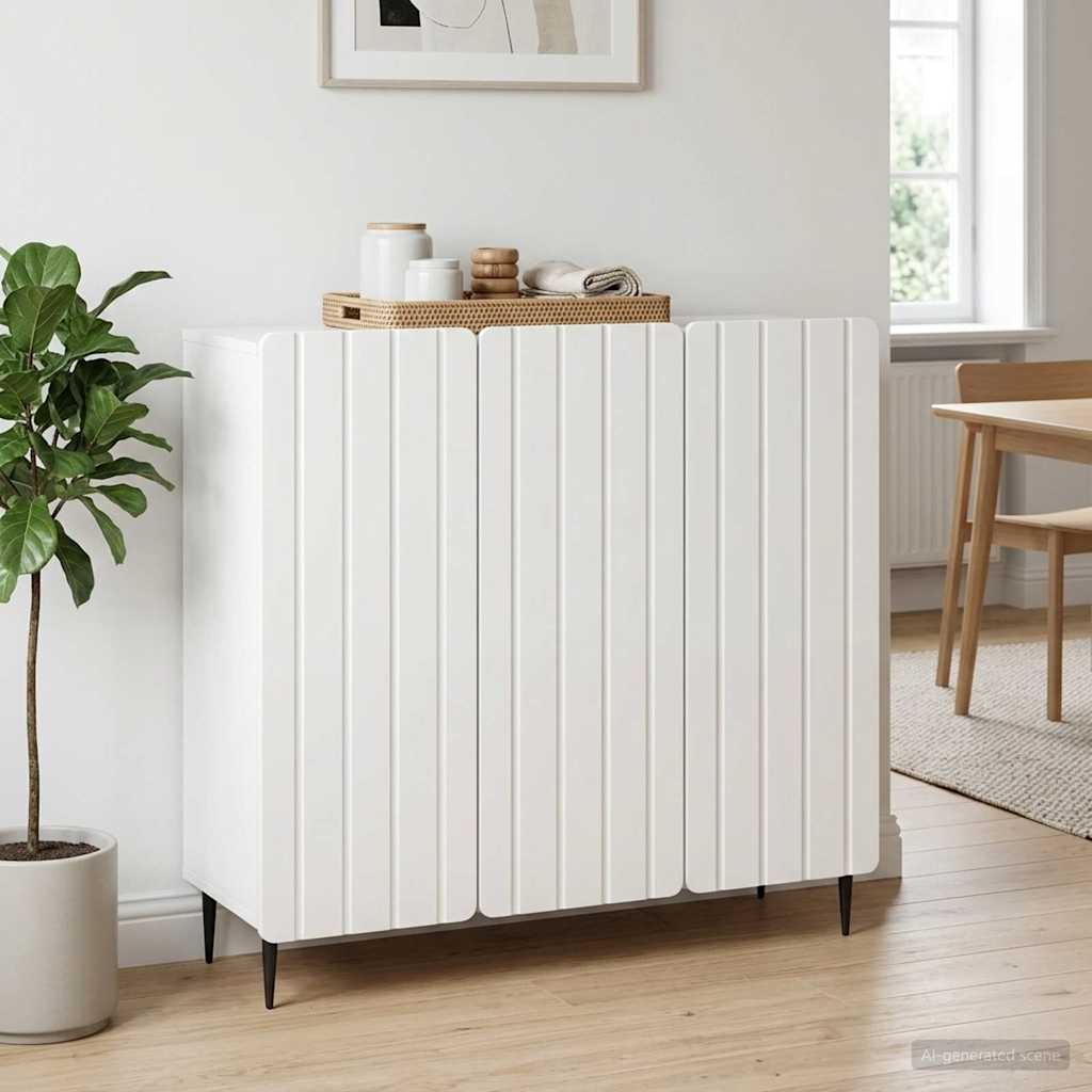 Sideboard Hochglanz Weiß 89 x 34,5 x 82 cm Holzwerkstoff