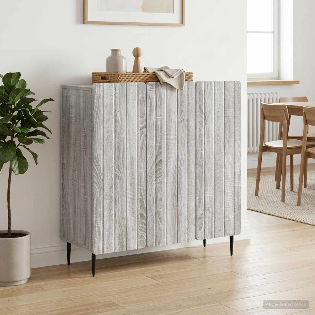 Sideboard Sonoma-Grau 89 x 34,5 x 82 cm Holzwerkstoff