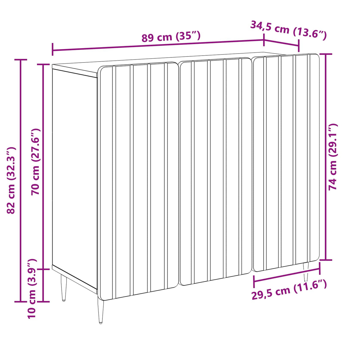 Sideboard Sonoma-Grau 89 x 34,5 x 82 cm Holzwerkstoff
