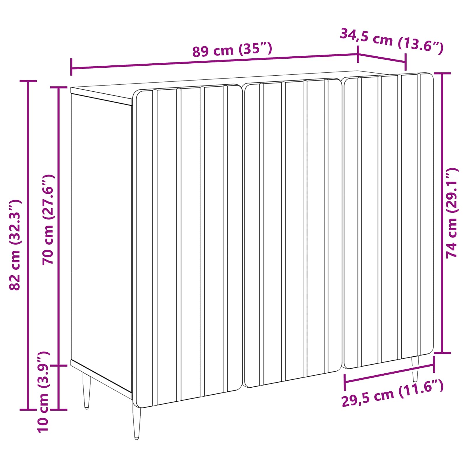 Sideboard Artisan-Eiche 89 x 34,5 x 82 cm Holzwerkstoff