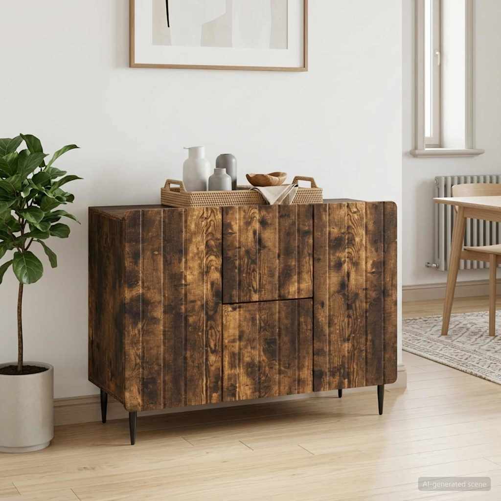 Sideboard Geräucherte Eiche 89 x 34,5 x 62 cm Holzwerkstoff