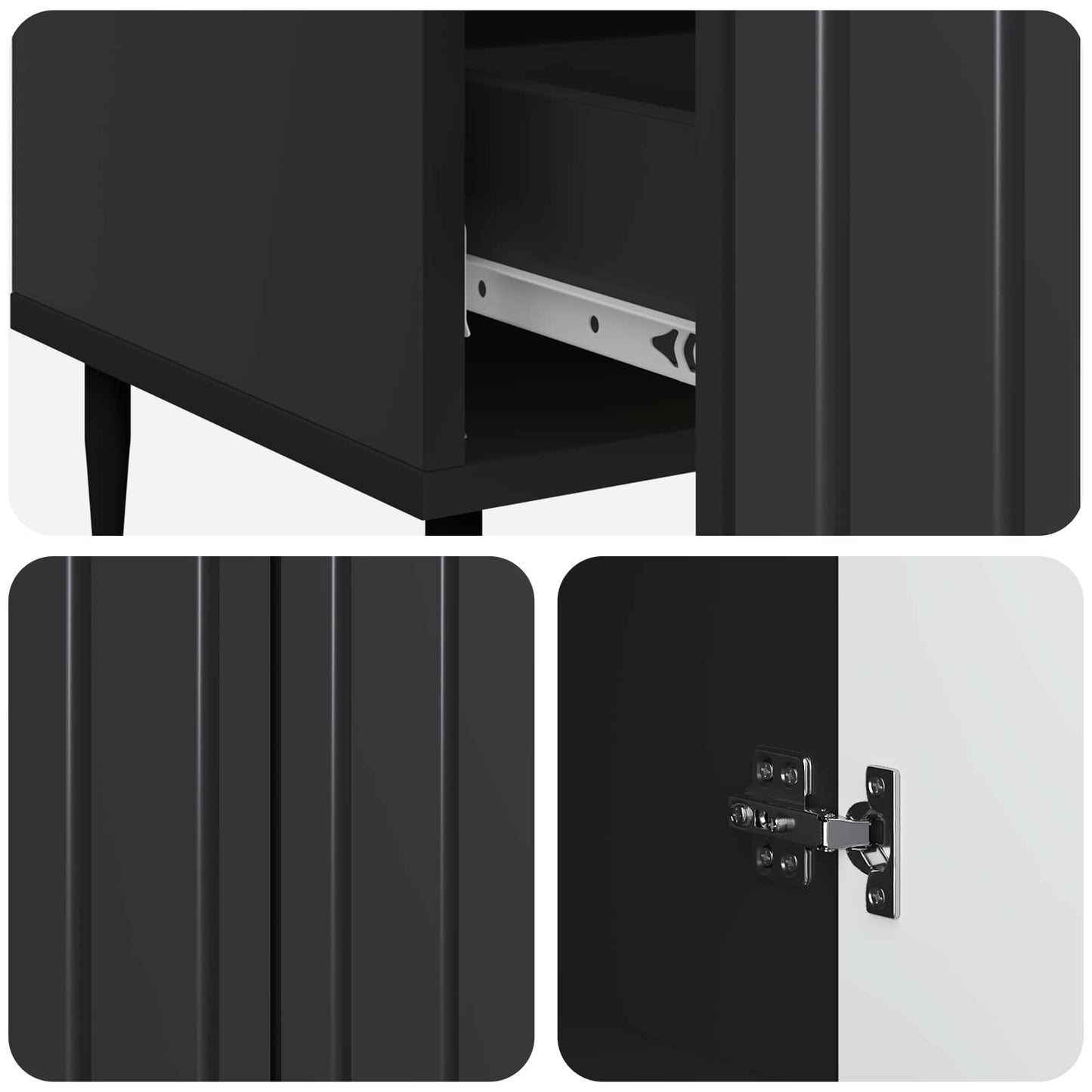 Sideboard Schwarz 66 x 34,5 x 97 cm Holzwerkstoff