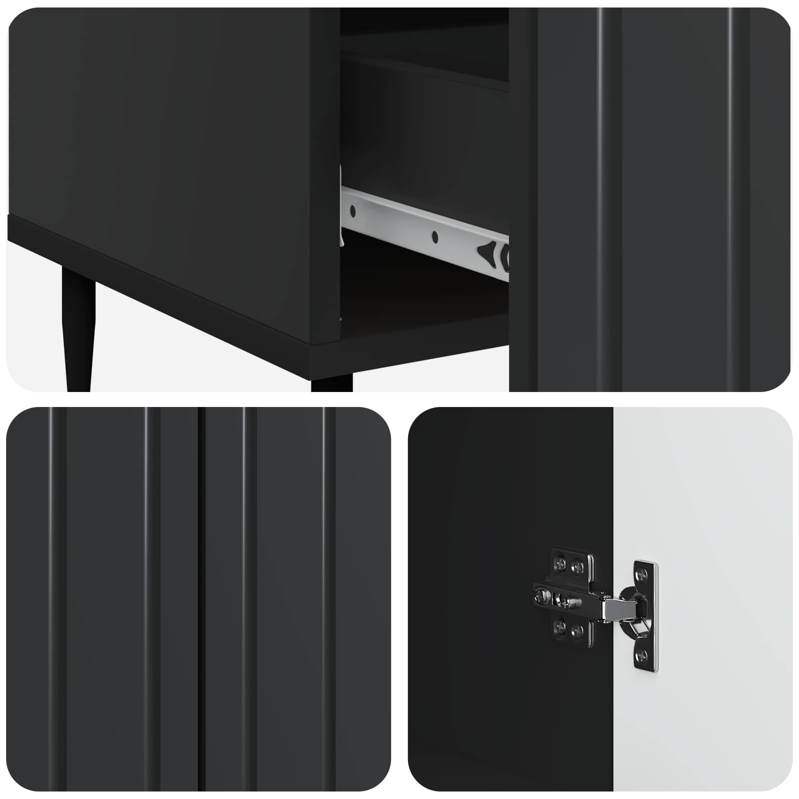 Sideboard Schwarz 66 x 34,5 x 97 cm Holzwerkstoff