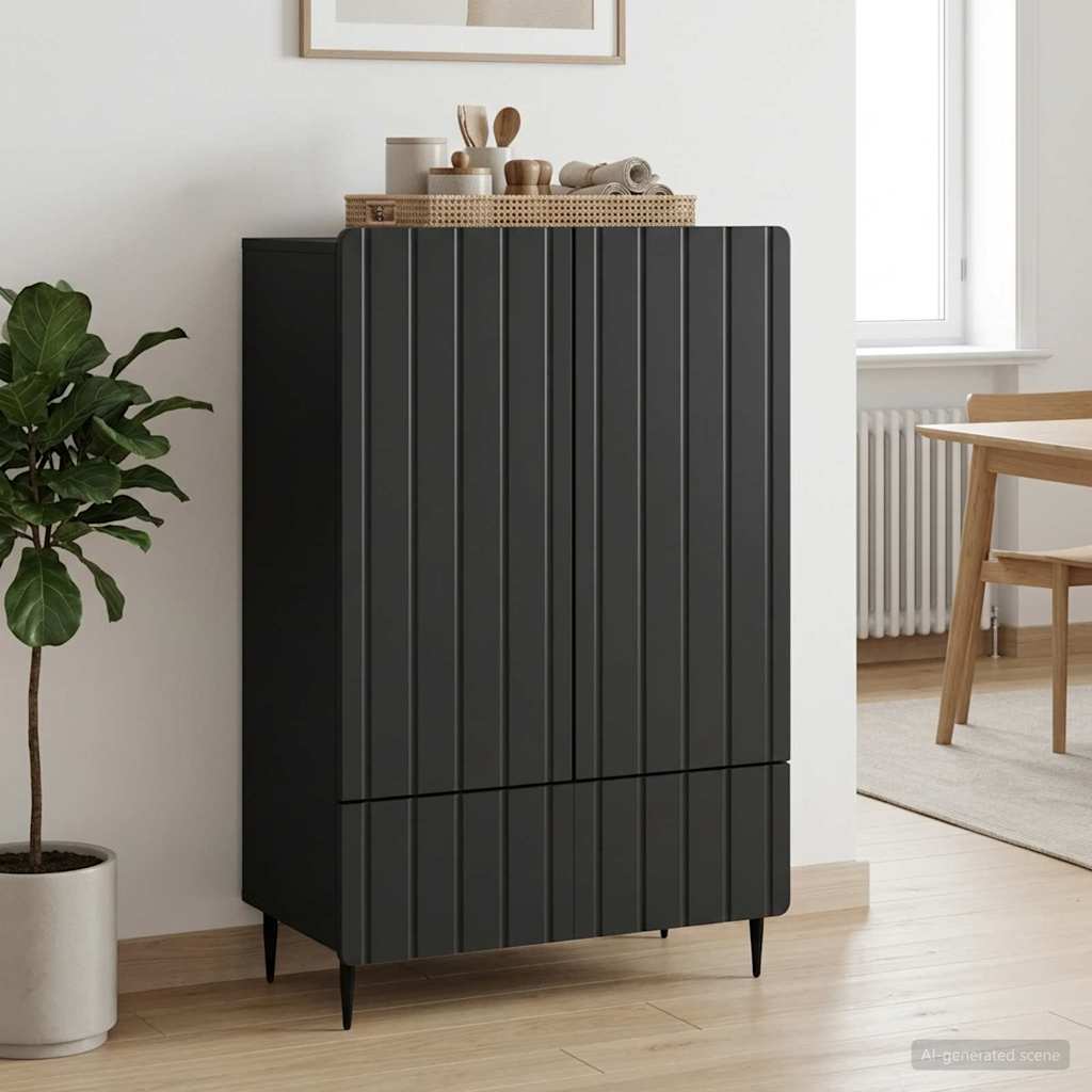 Sideboard Schwarz 66 x 34,5 x 97 cm Holzwerkstoff