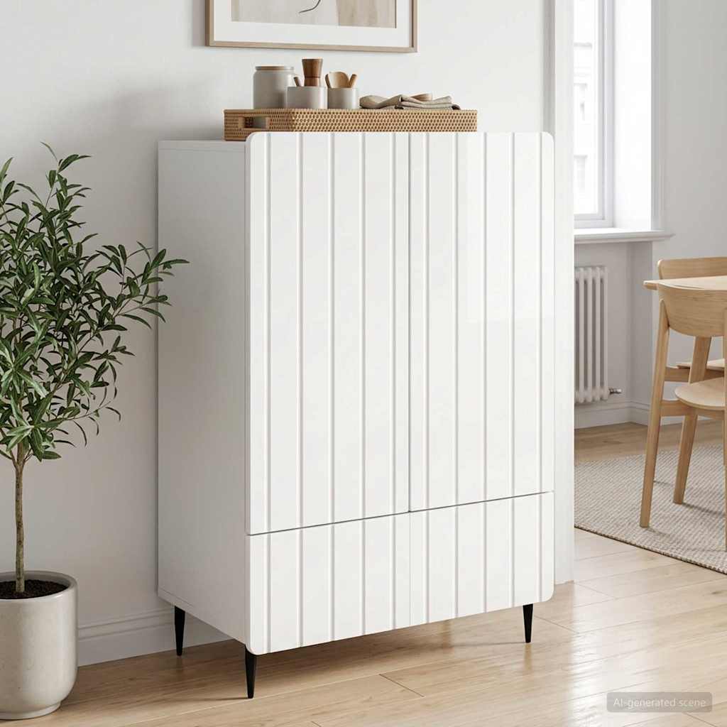 Sideboard Hochglanz Weiß 66 x 34,5 x 97 cm Holzwerkstoff