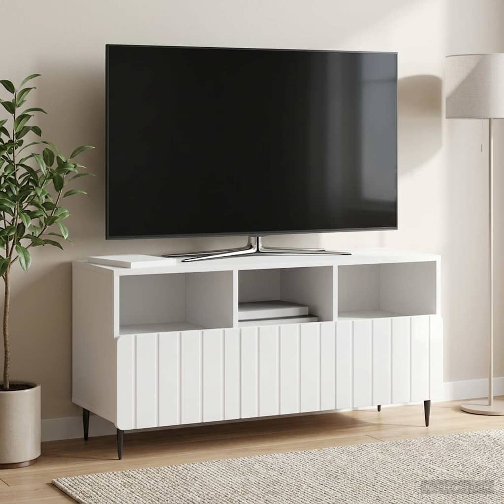 TV-Schränk Hochglanz Weiß 102 x 34,5 x 50 cm Holzwerkstoff