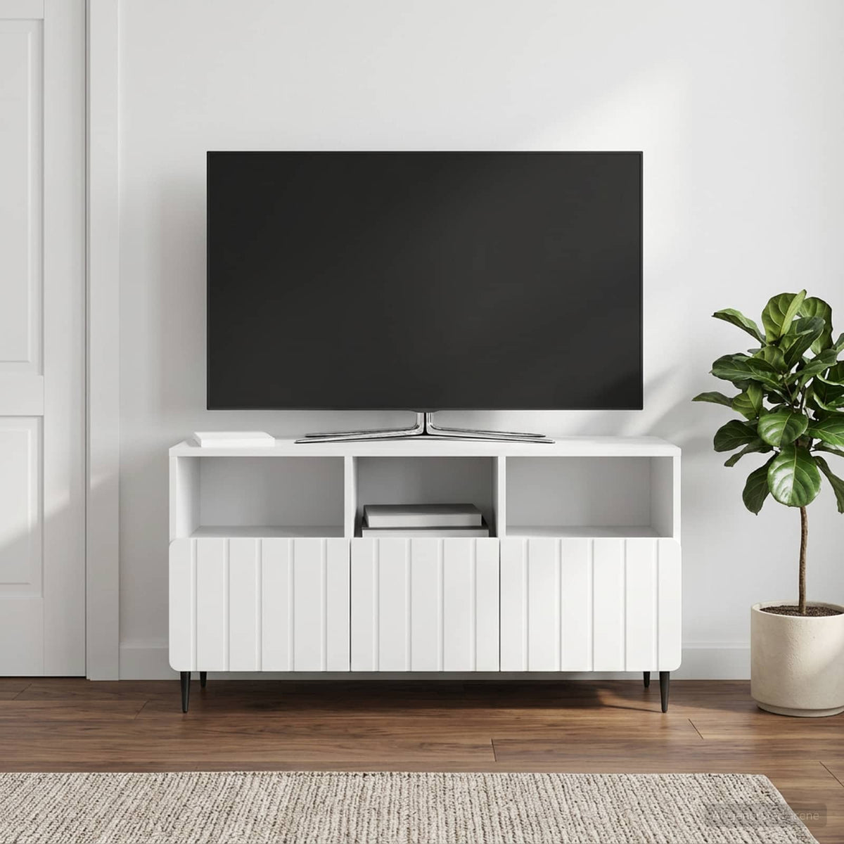 TV-Schränk Hochglanz Weiß 102 x 34,5 x 50 cm Holzwerkstoff