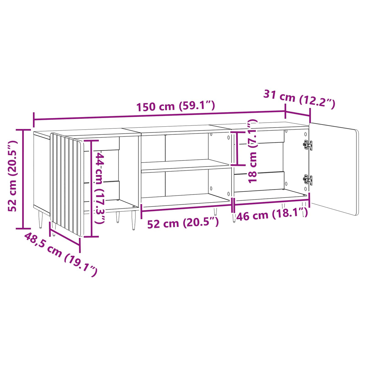 TV-Schränk Altholz 150 x 31 x 52 cm Holzwerkstoff