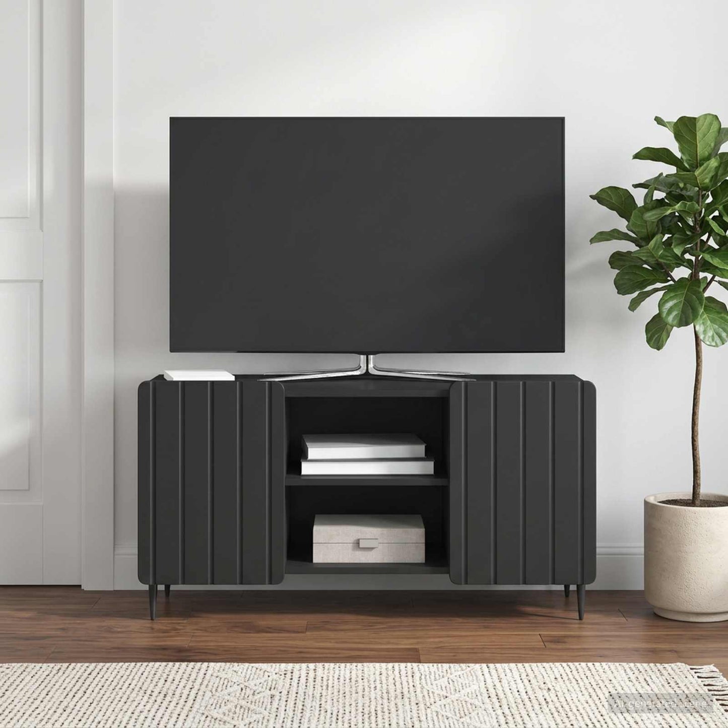 TV-Schränk 102 x 34,5 x 52 cm Schwarz Holzwerkstoff