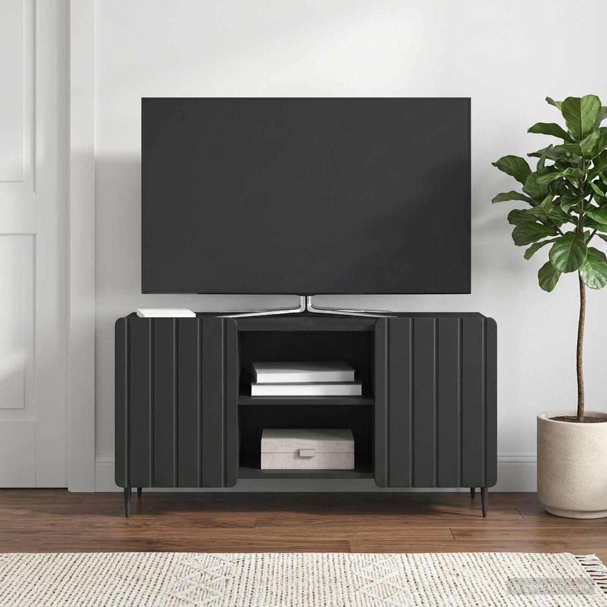 TV-Schränk 102 x 34,5 x 52 cm Schwarz Holzwerkstoff