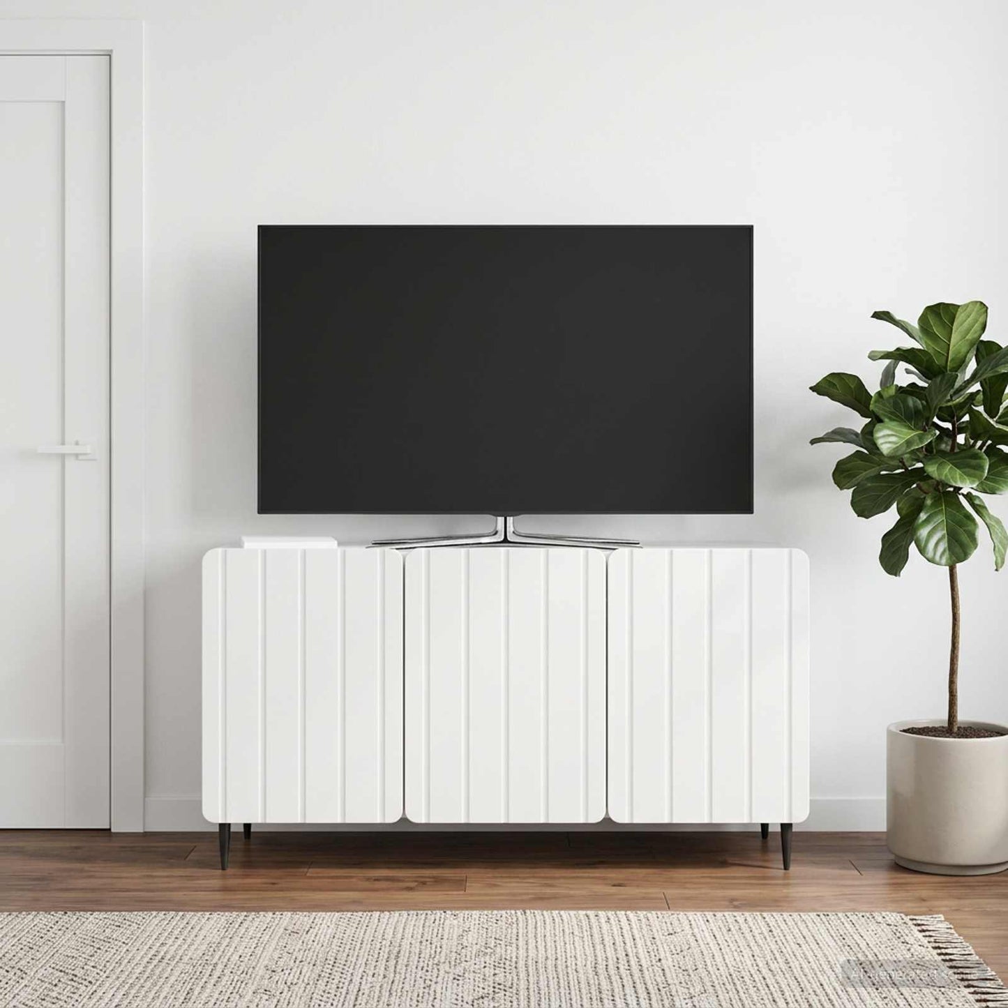 TV-Schränk 99 x 34,5 x 52 cm Hochglanz Weiß Holzwerkstoff