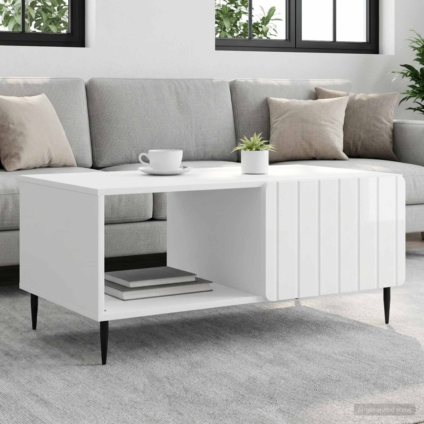 Couchtisch Hochglanz Weiß 90 x 50 x 40 cm Holzwerkstoff