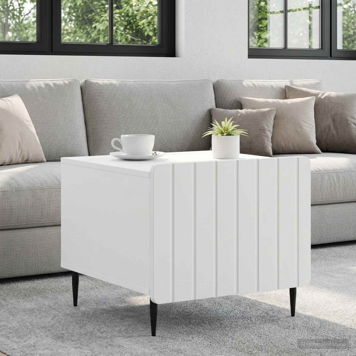 Couchtisch mit Schubladen Weiß 49 x 50 x 42 cm Holzwerkstoff