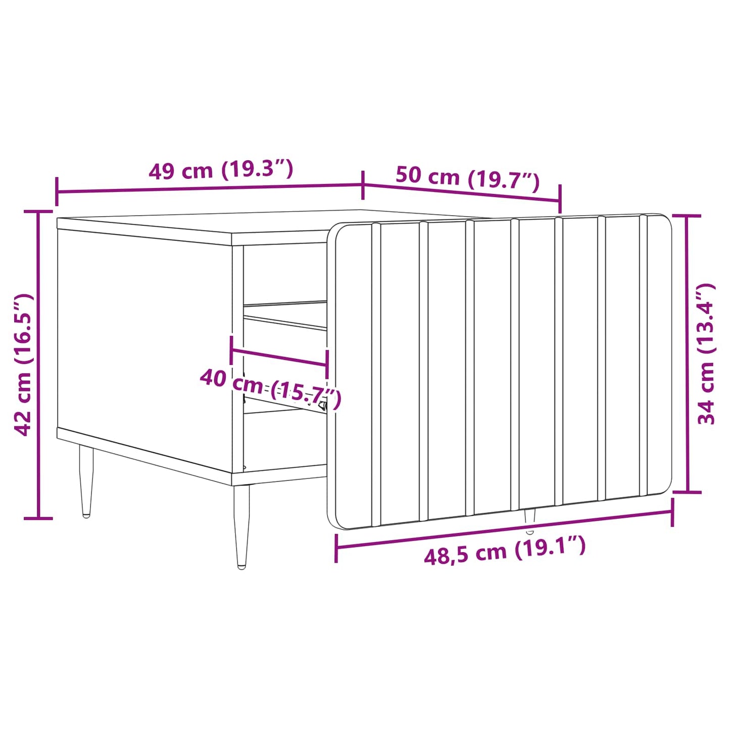 Couchtisch Graues Sonoma 49 x 50 x 42 cm Holzwerkstoff