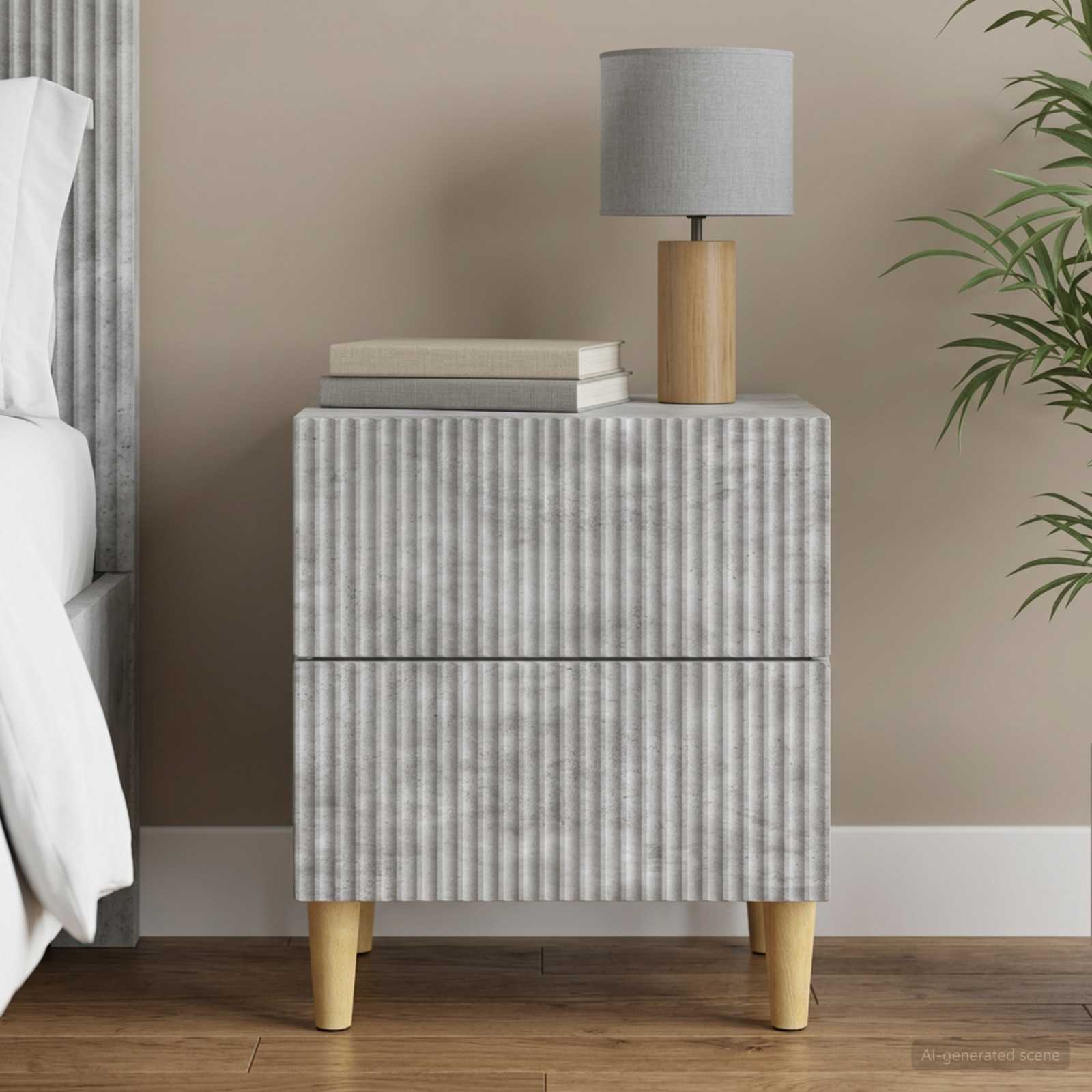Nachttisch Betongrau 43 x 34,5 x 48 cm Holzwerkstoff
