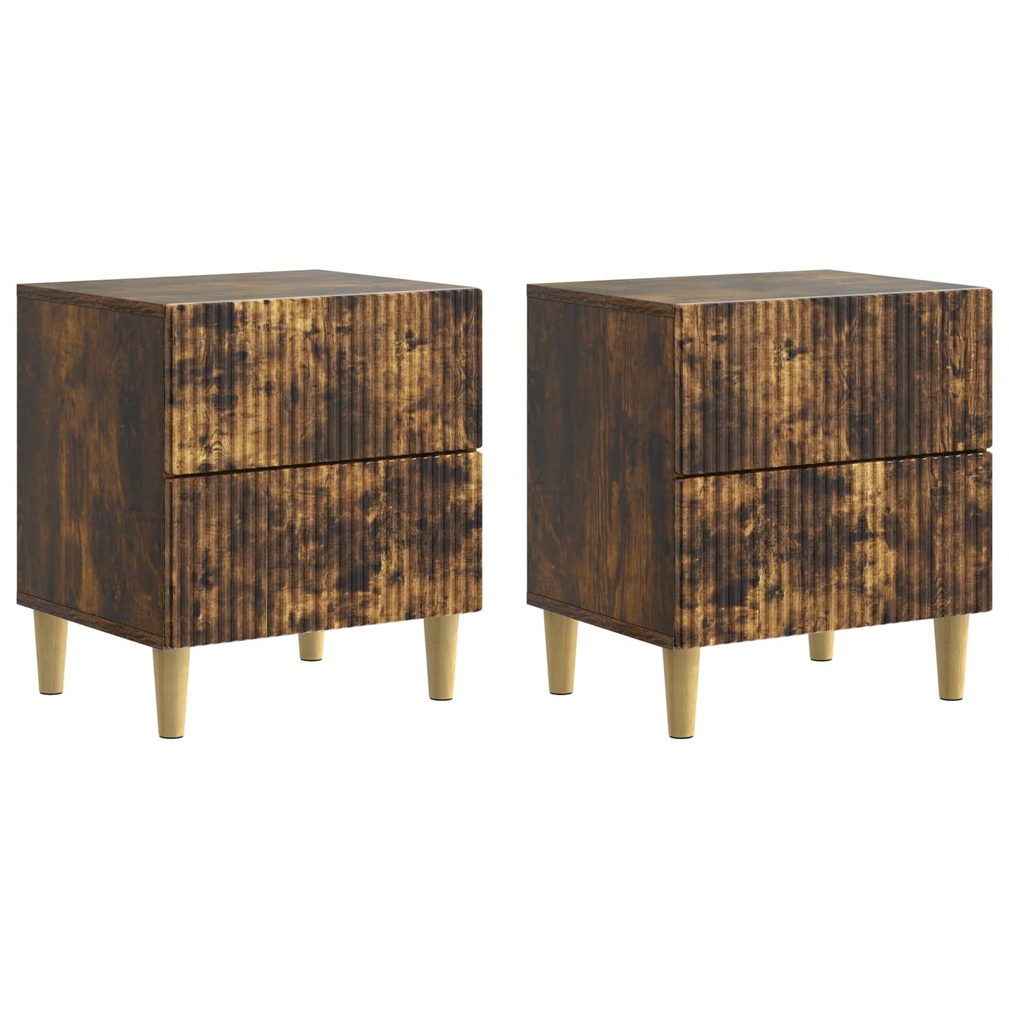 Nachttisch 2 Stk. Räuchereiche 43 x 34,5 x 48 cm Holzwerkstoff