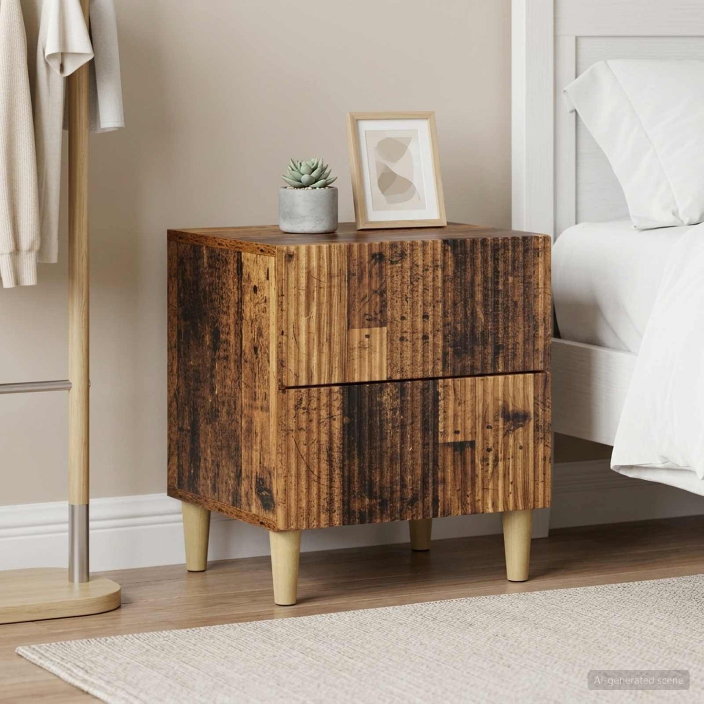 Nachttisch 2 Stk. Altholz 43 x 34,5 x 48 cm Holzwerkstoff