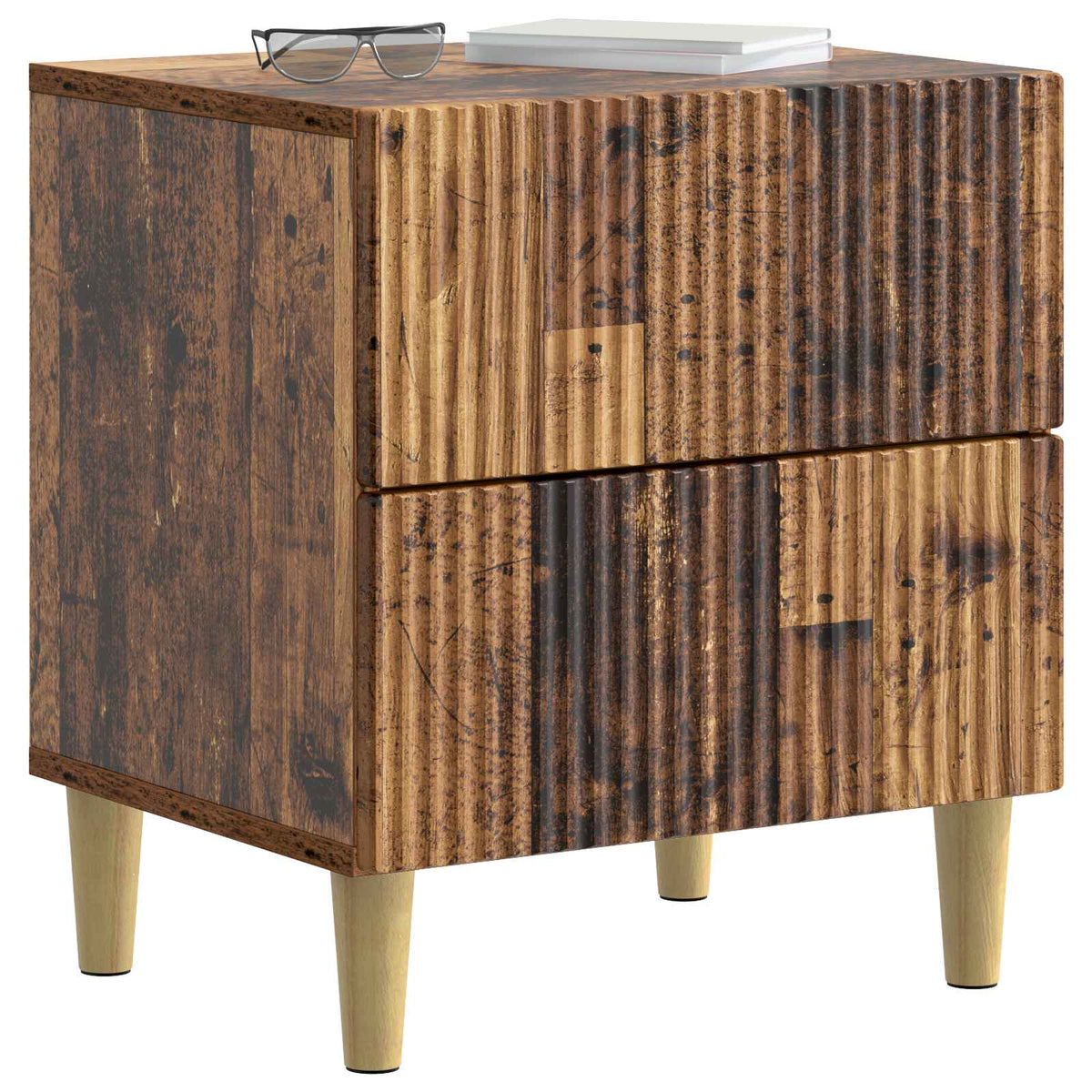 Nachttisch 2 Stk. Altholz 43 x 34,5 x 48 cm Holzwerkstoff