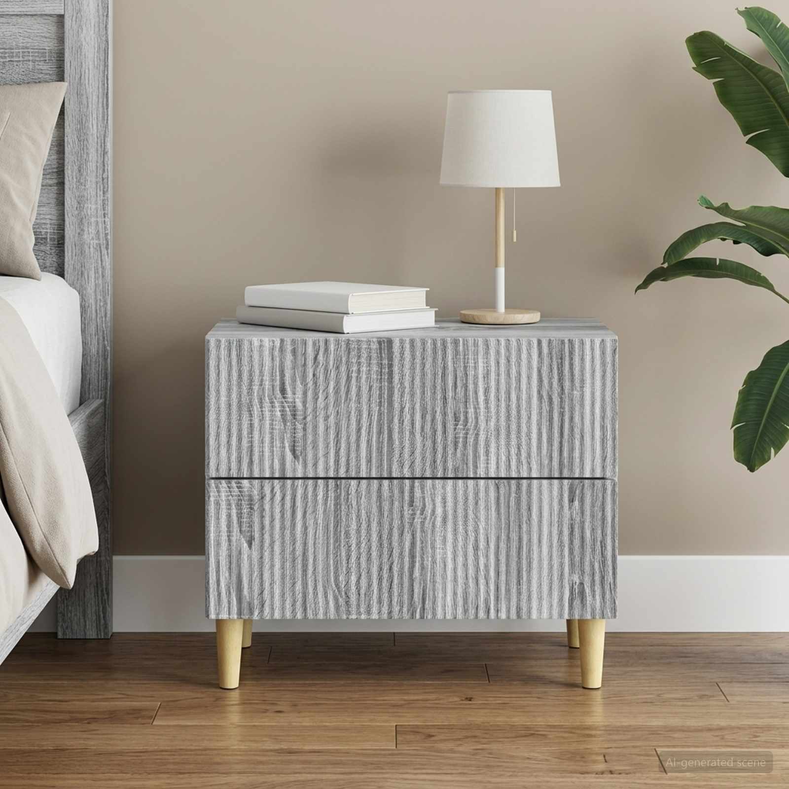 Nachttisch Graues Sonoma 62 x 34,5 x 48 cm Holzwerkstoff