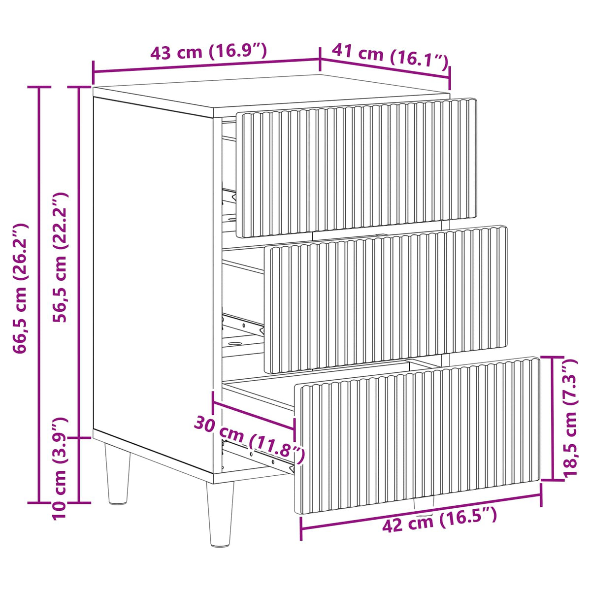 Nachttisch Betongrau 43 x 41 x 66,5 cm Holzwerkstoff