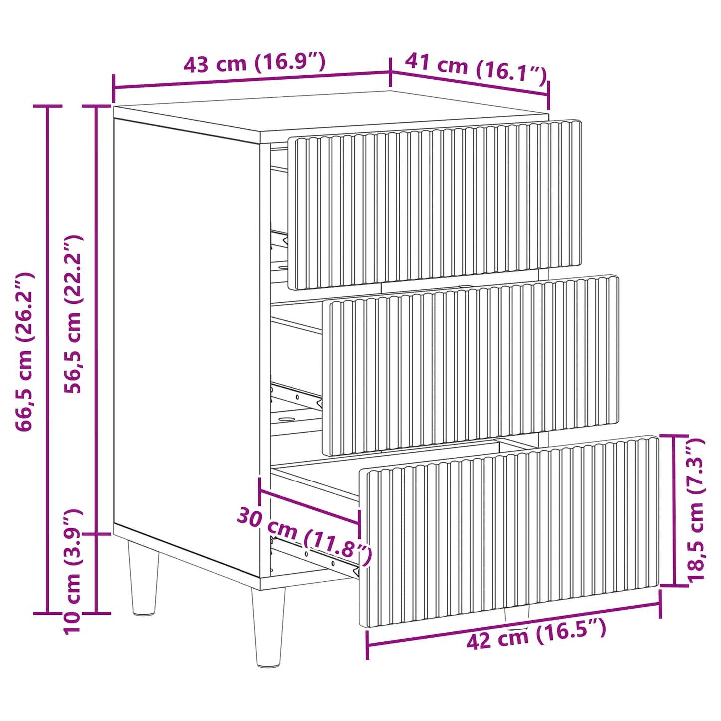 Nachttisch Altholz 43 x 41 x 66,5 cm Holzwerkstoff