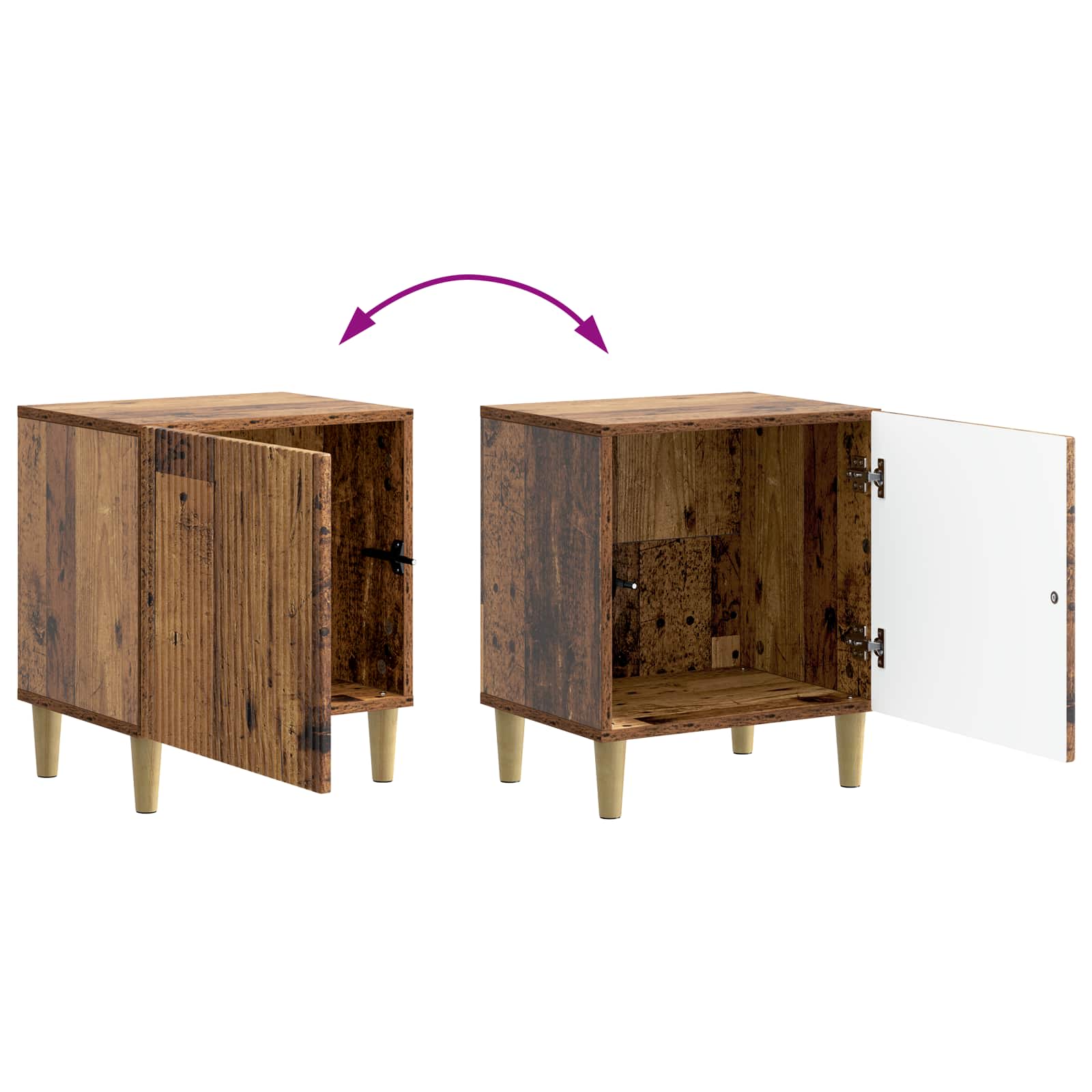 Nachttisch 2 stk. Altholz 43 x 34,5 x 50 cm Holzwerkstoff