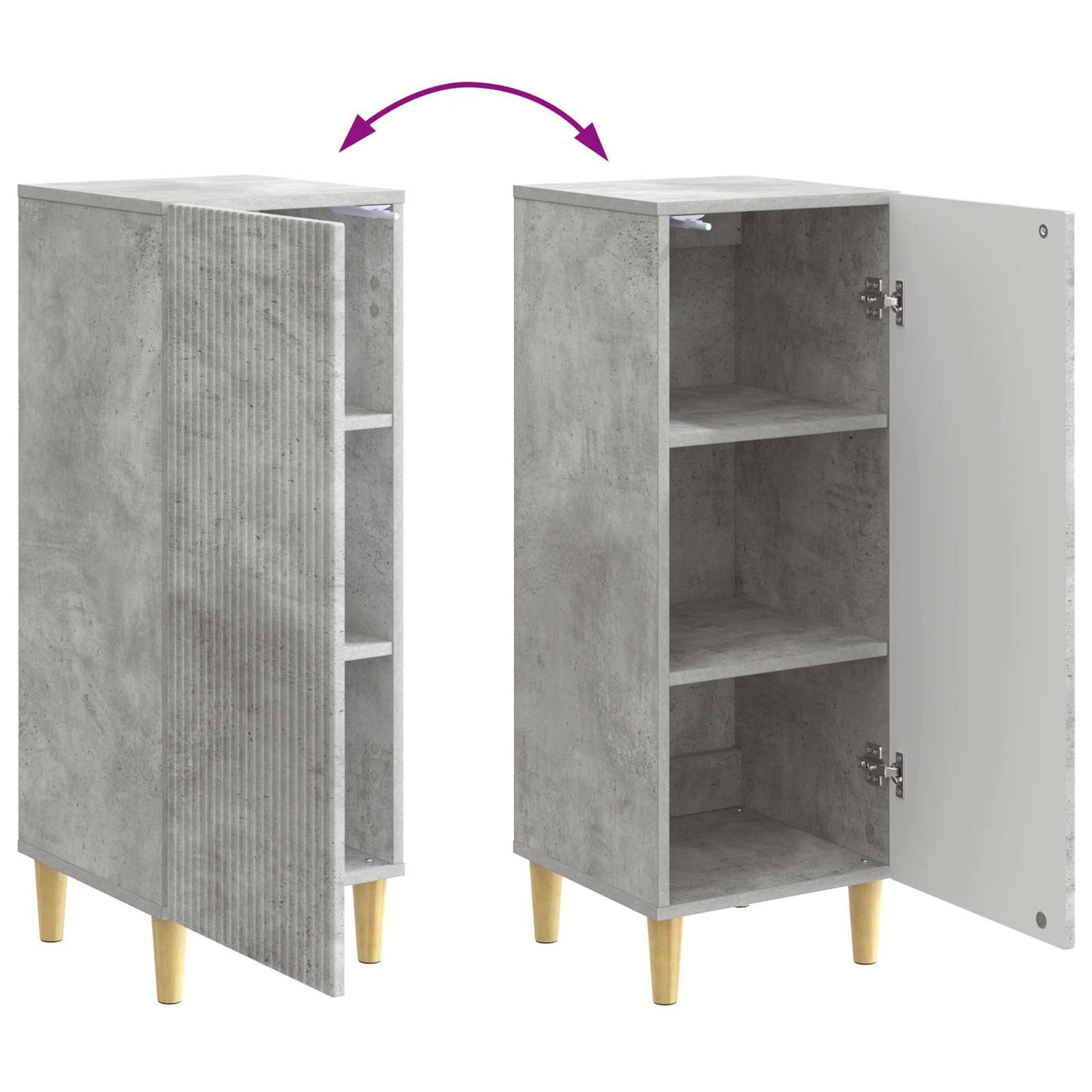 Sideboard Betongrau 33 x 34,5 x 90 cm Holzwerkstoff
