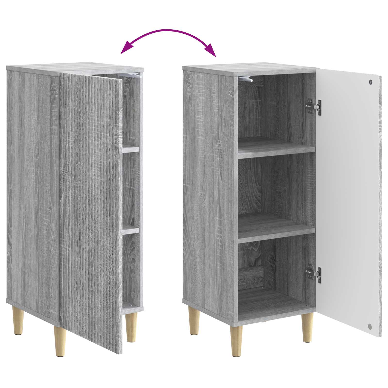 Sideboard Graues Sonoma 33 x 34,5 x 90 cm Holzwerkstoff