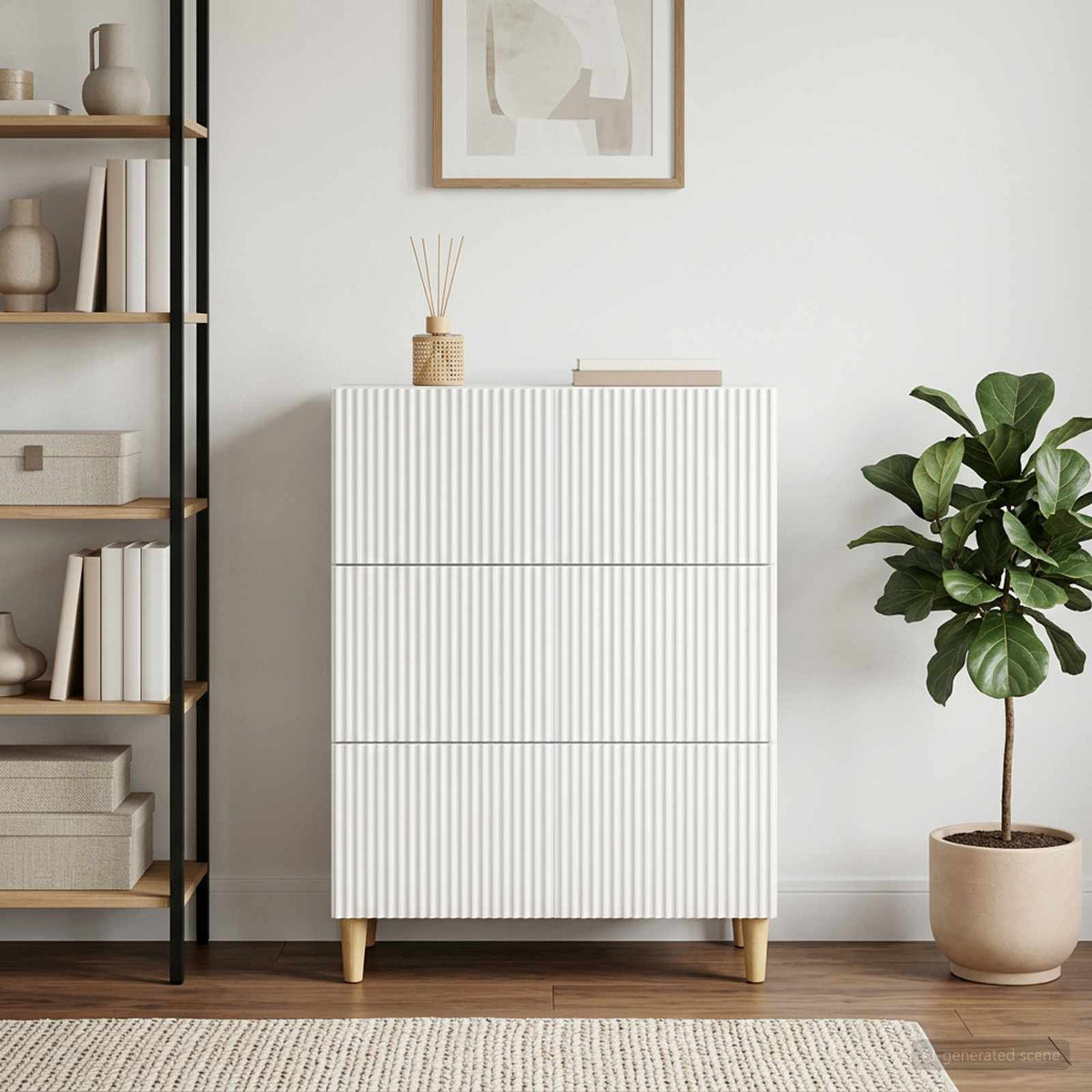 Schubladenschrank Weiß 66 x 34,5 x 90 cm Holzwerkstoff