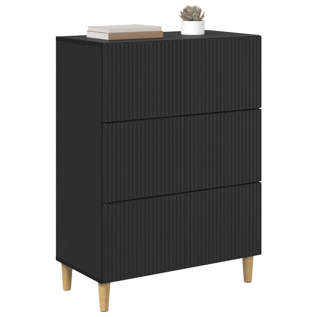 Schubladenschrank 66 x 34,5 x 90 cm Holzwerkstoff Schwarz