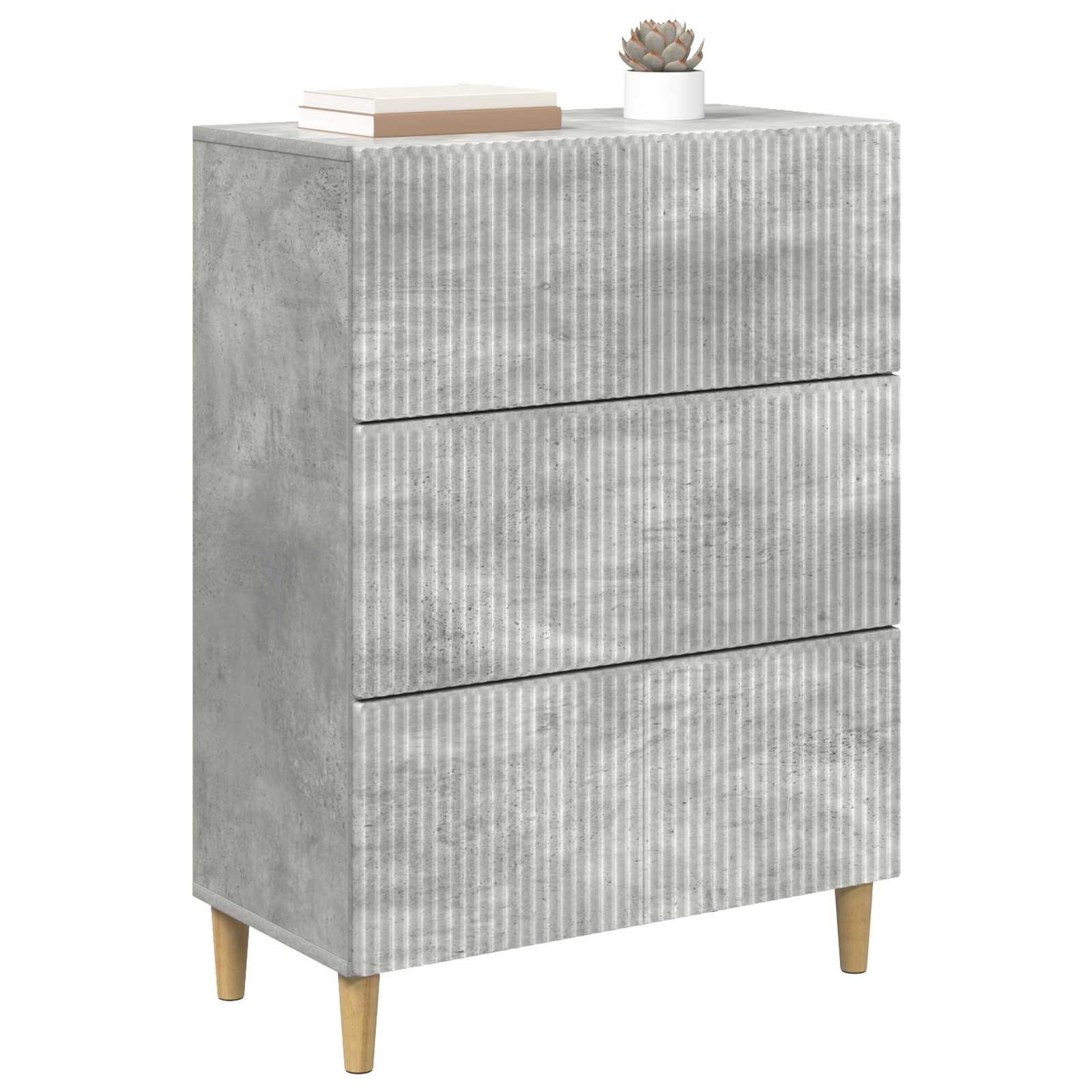 Schubladenschrank 66 x 34,5 x 90 cm Holzwerkstoff Betongrau