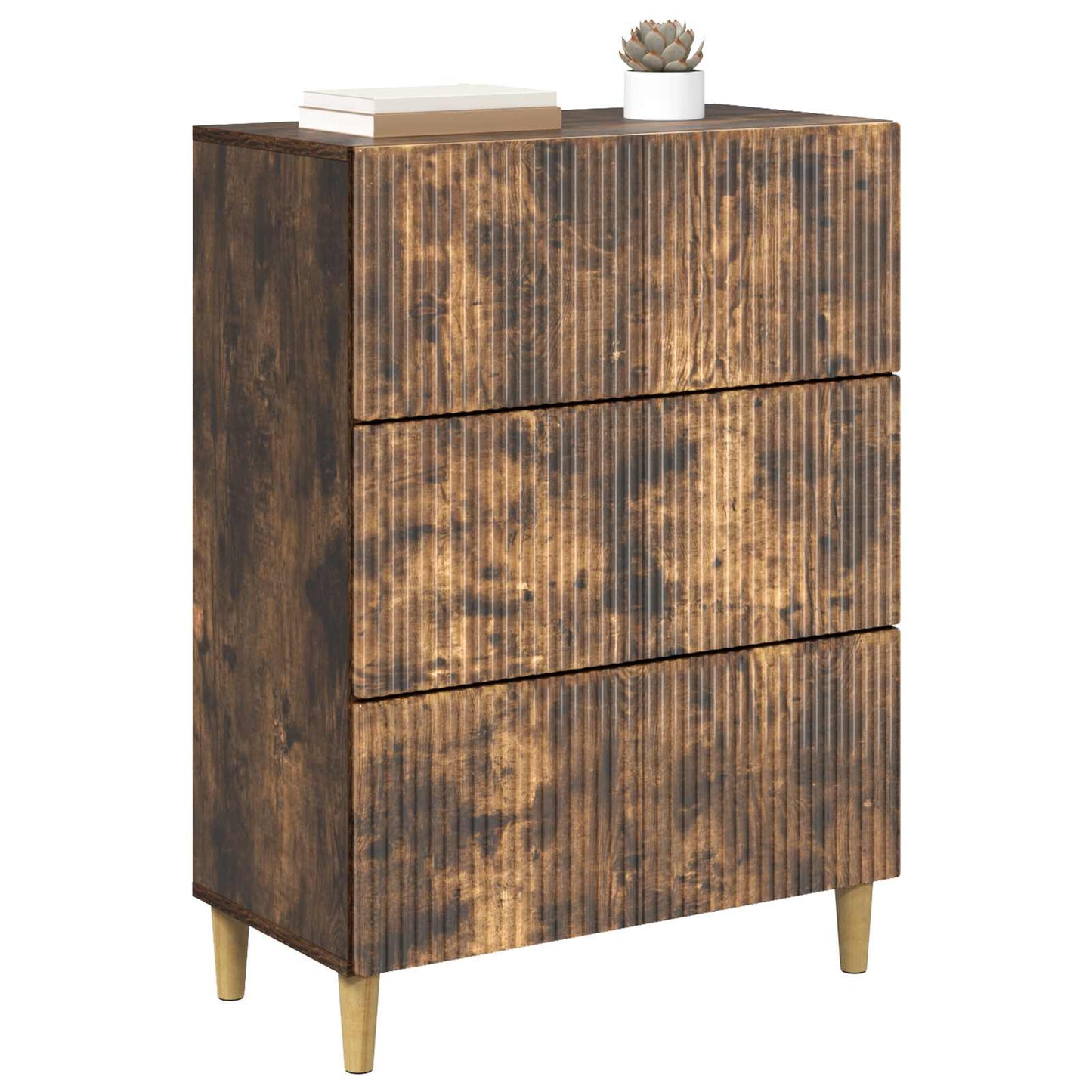 Schubladenschrank 66 x 34,5 x 90 cm Holzwerkstoff Räuchereiche