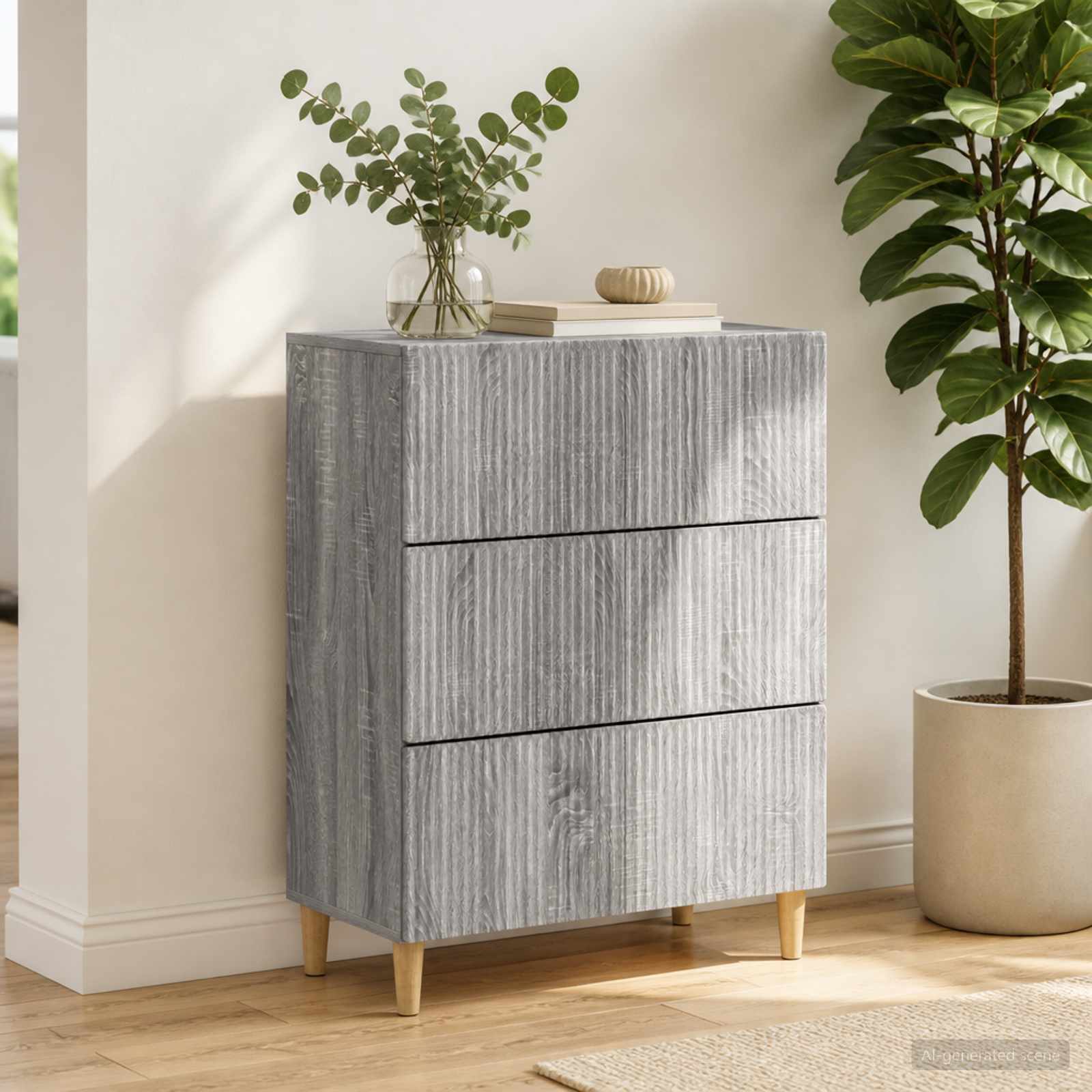 Schubladenschrank 66 x 34,5 x 90 cm Holzwerkstoff Sonoma-Grau