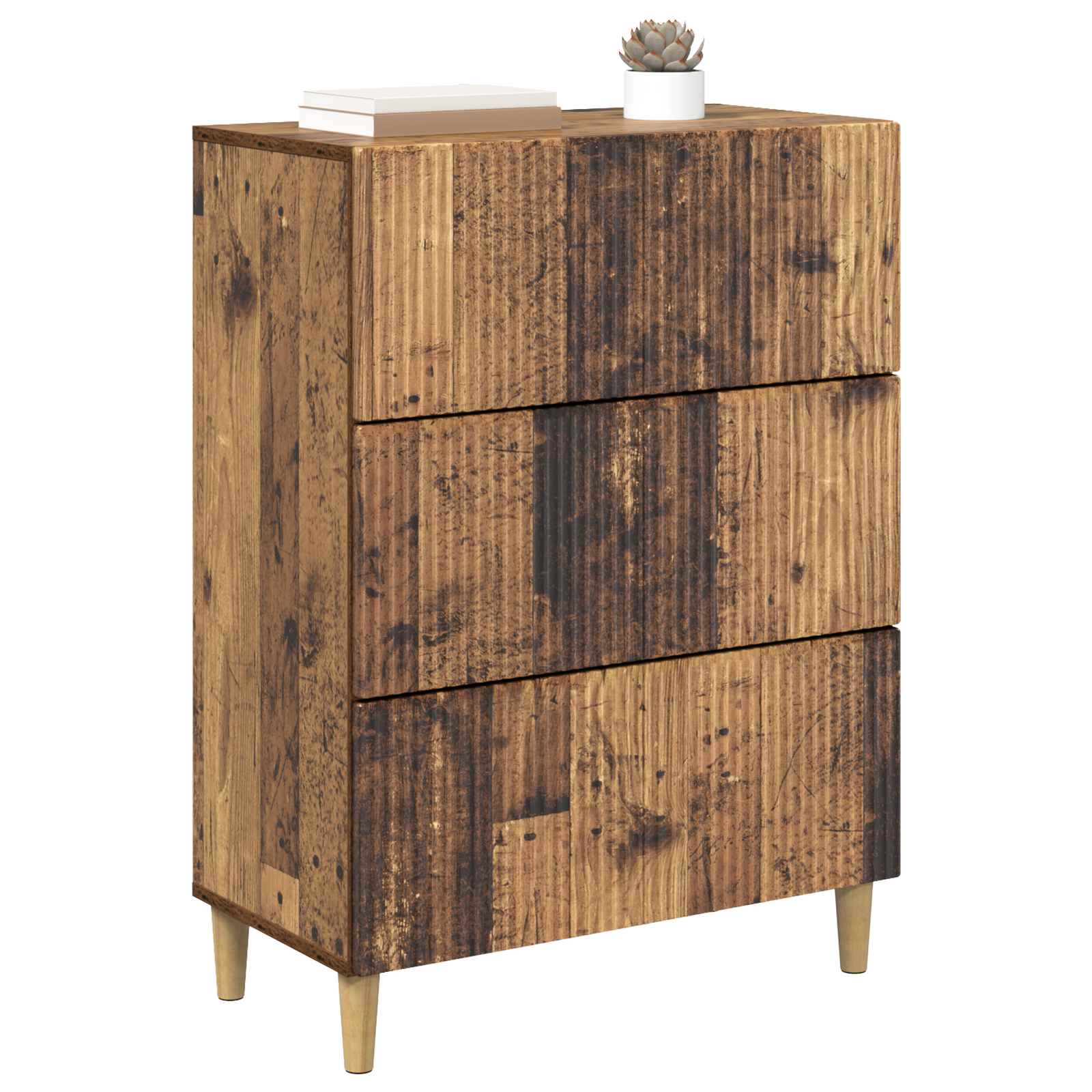Schubladenschrank 66 x 34,5 x 90 cm Holzwerkstoff Altholz