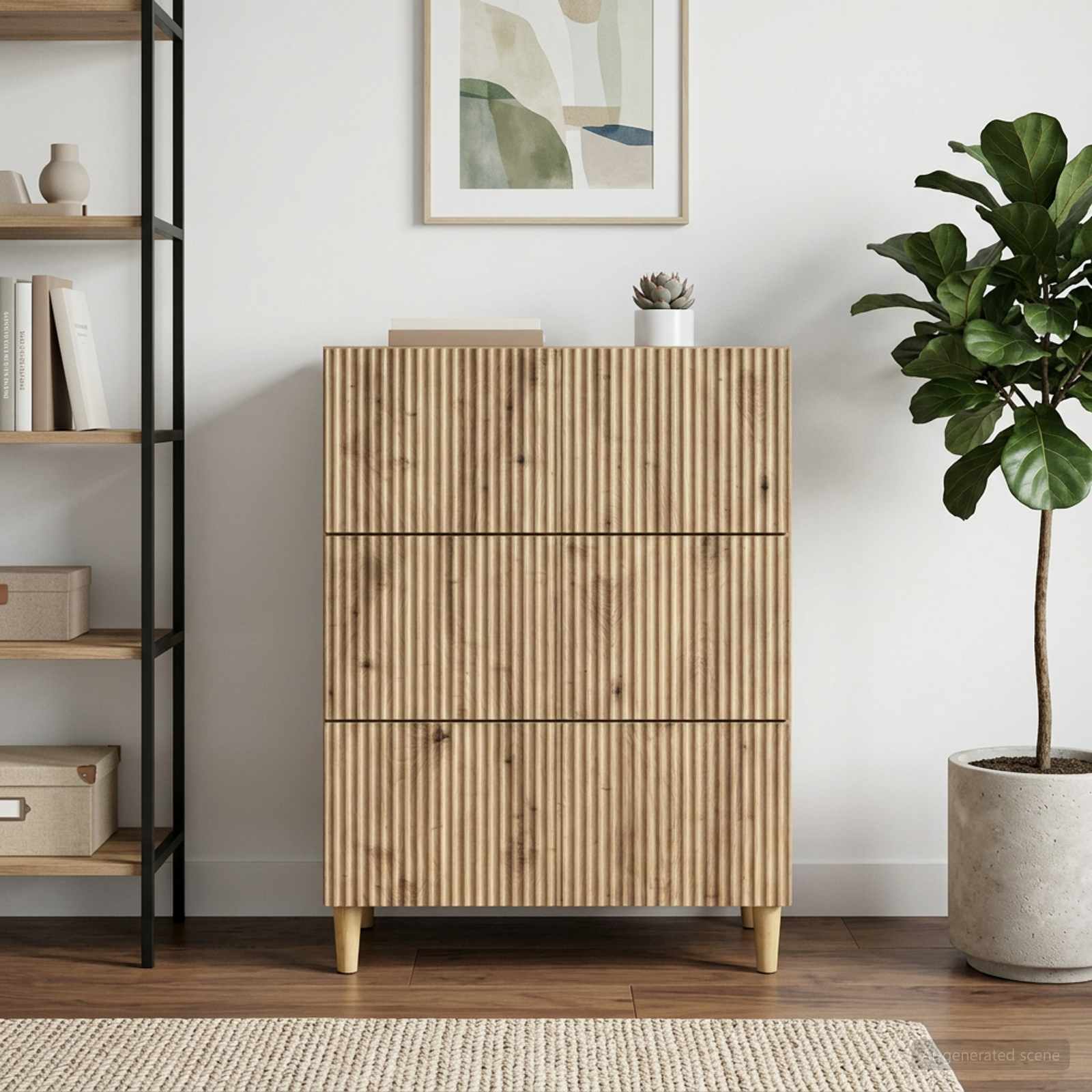 Schubladenschrank 66 x 34,5 x 90 cm Holzwerkstoff Artisan-Eiche