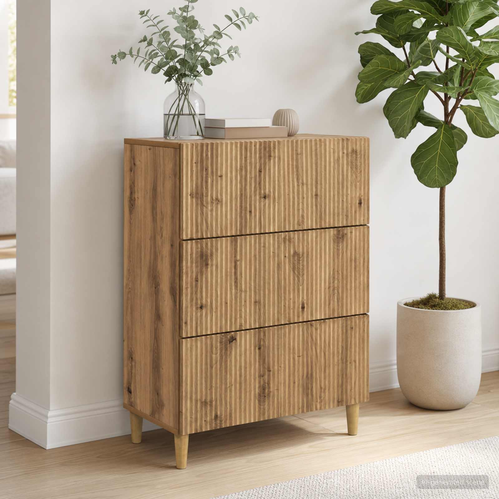 Schubladenschrank 66 x 34,5 x 90 cm Holzwerkstoff Artisan-Eiche